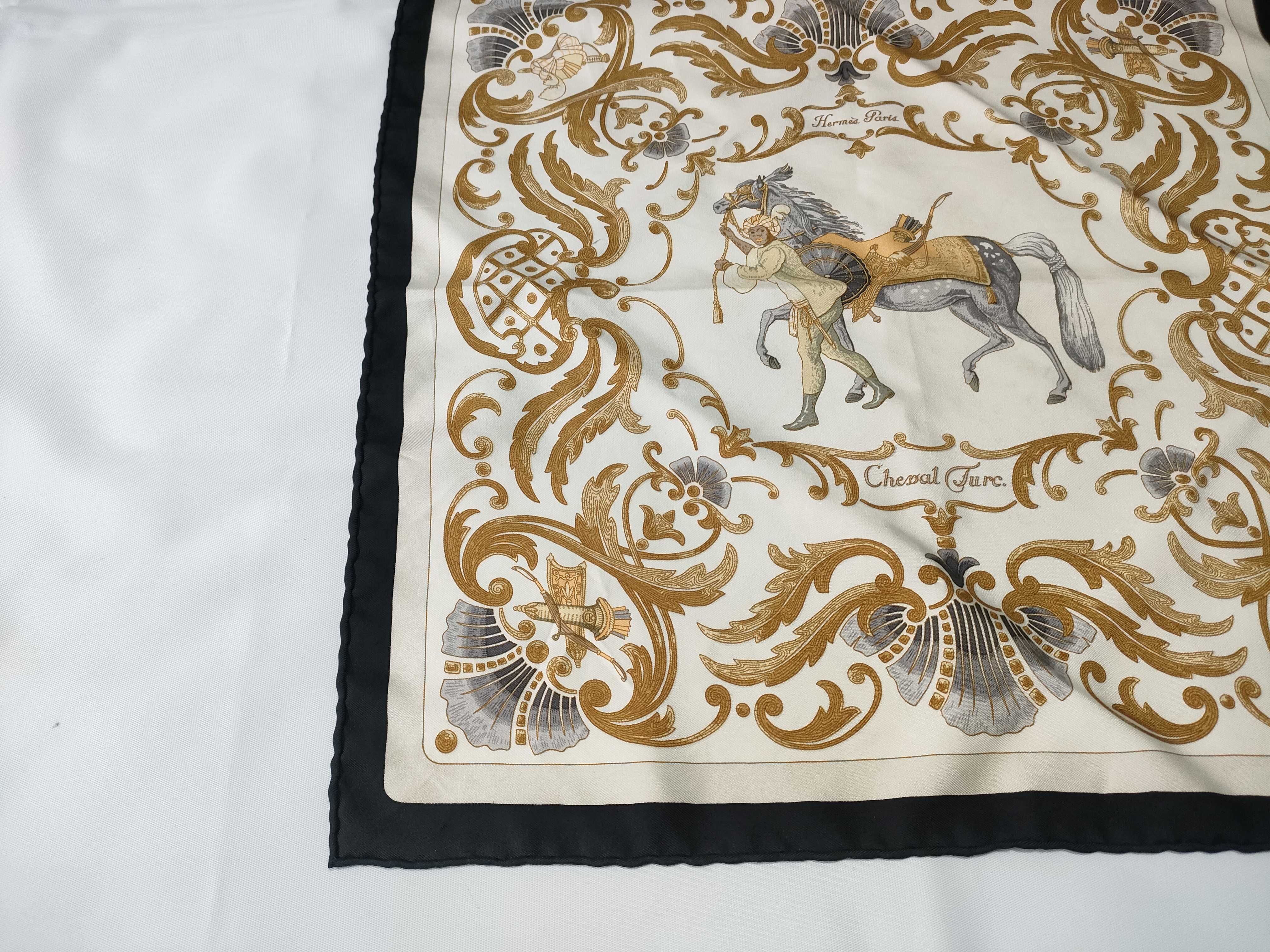 Hermes Cheval Turc Silk Gavroche Scarf with Original Box