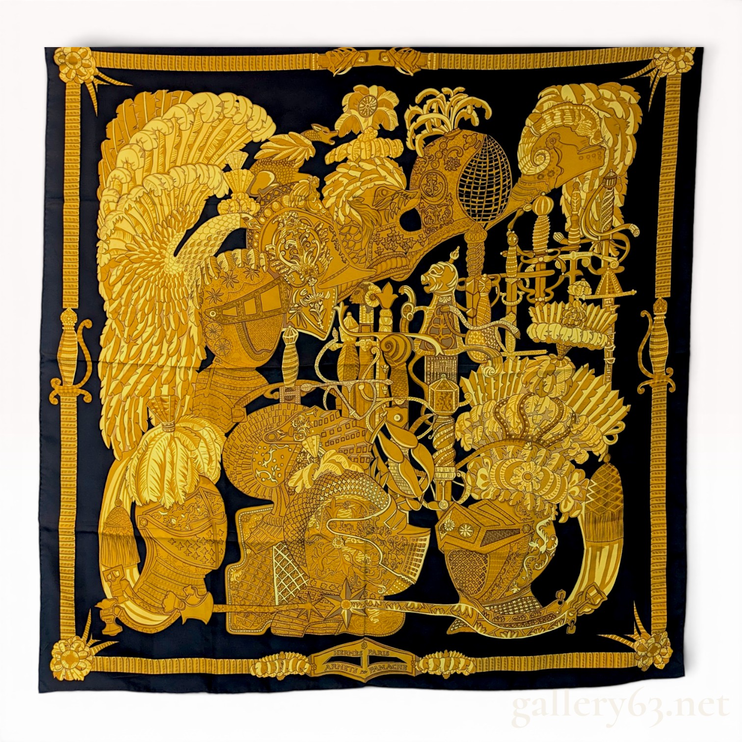 Hermes Paris Armets en Panache Silk Carre Scarf