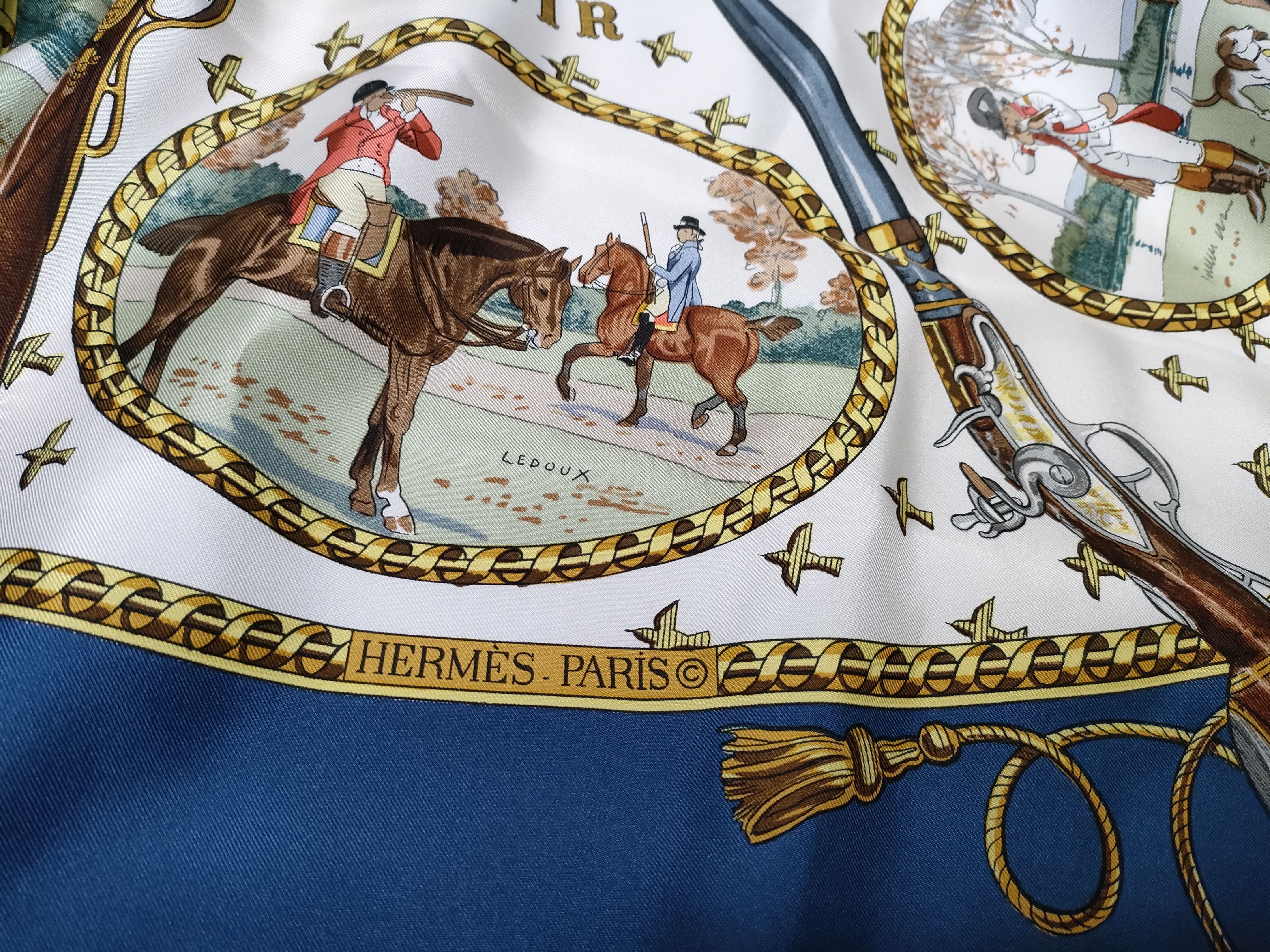 Hermes La Chasse a Tir Silk Scarf by Philippe Ledoux