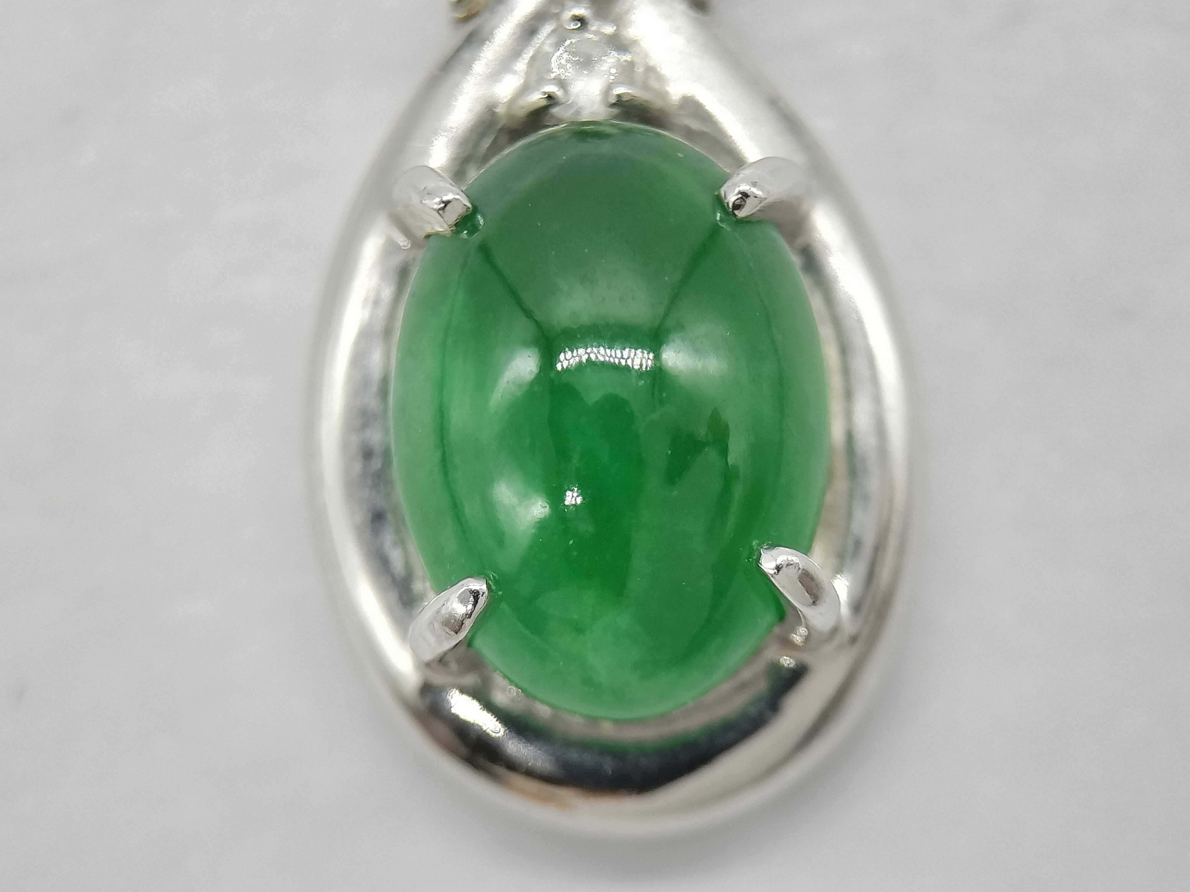 Platinum Jadeite and Diamond Pendant