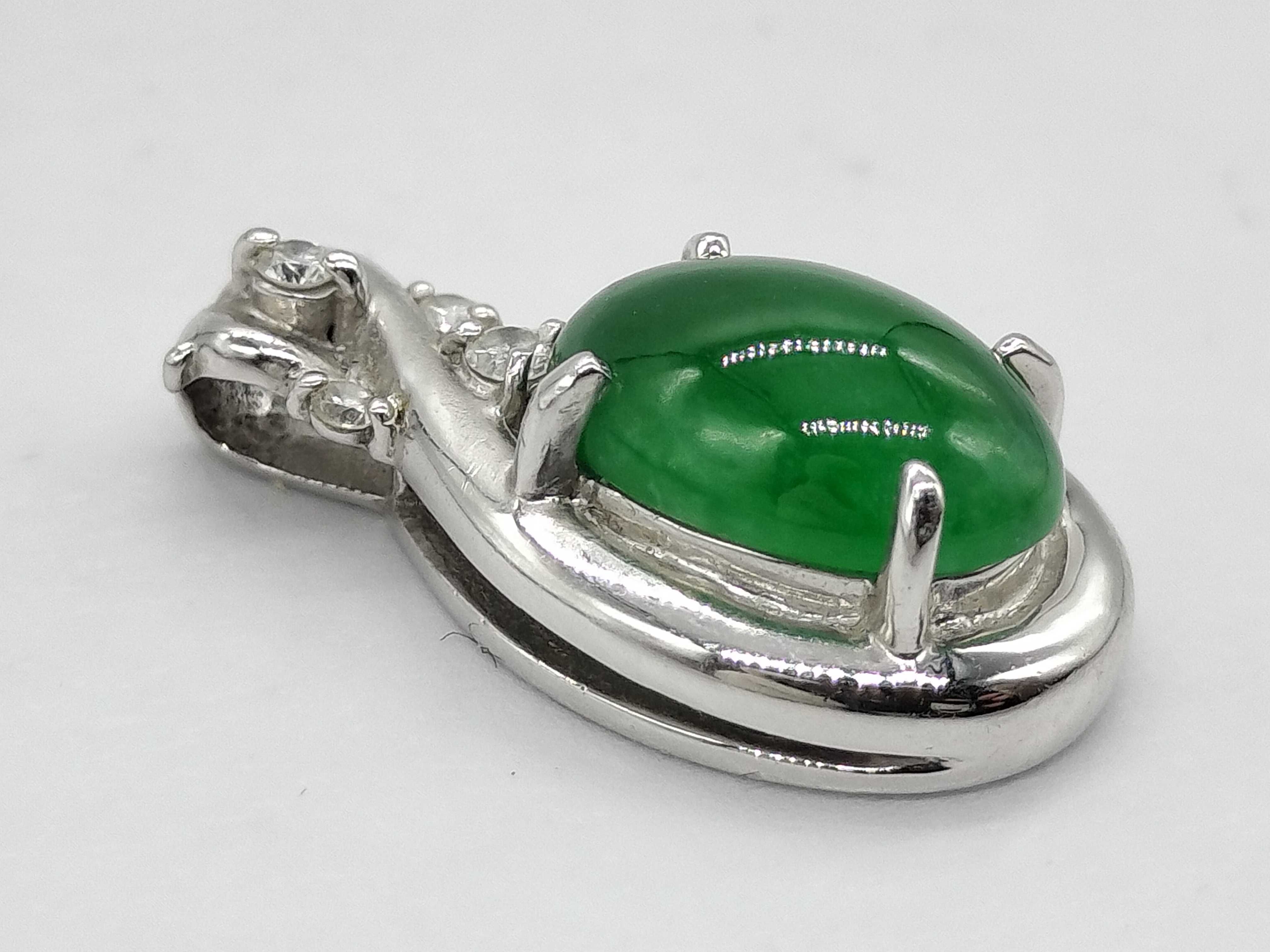 Platinum Jadeite and Diamond Pendant