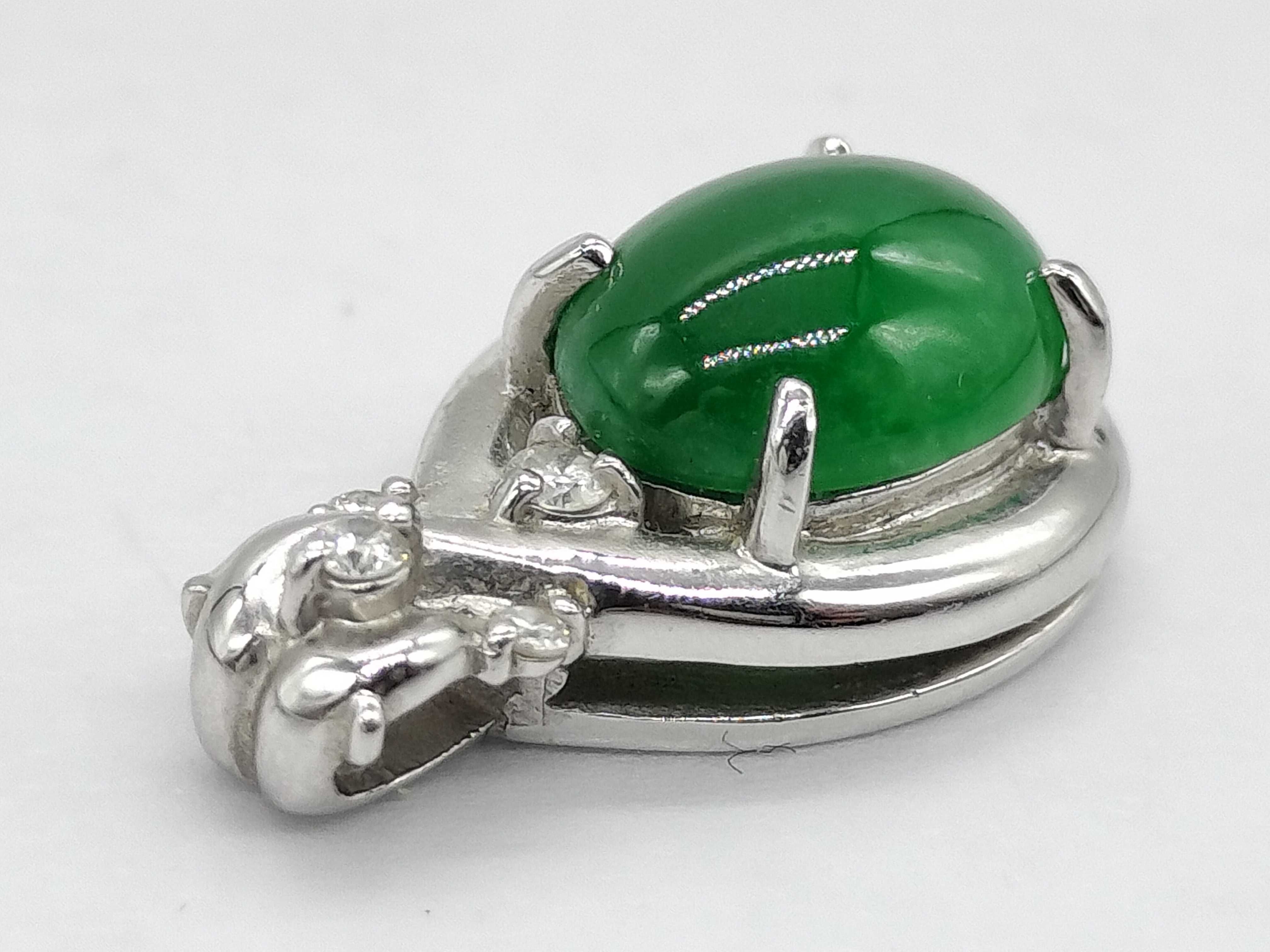 Platinum Jadeite and Diamond Pendant