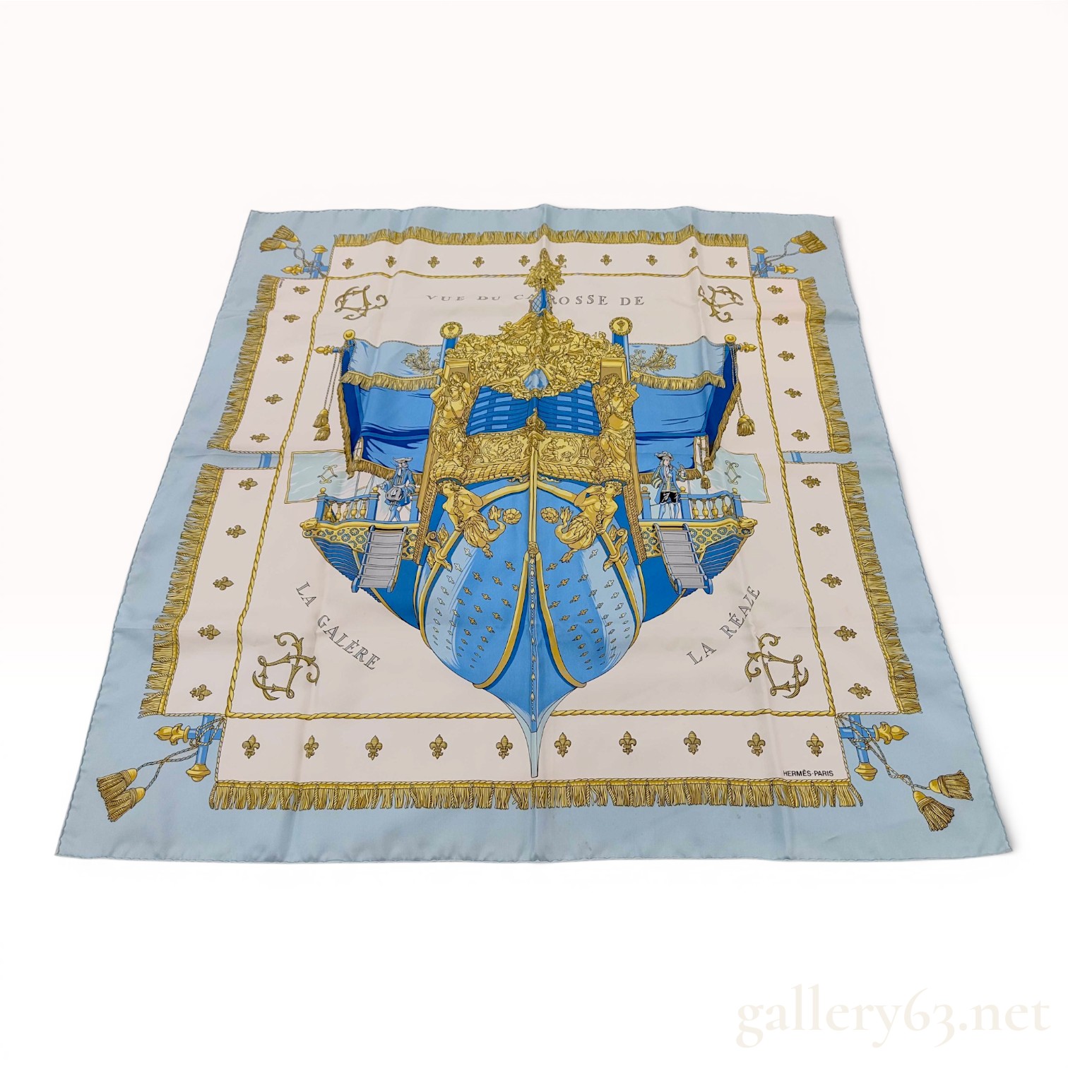 Hermes Vue du Carrosse de La Galere La Reale Silk Carre 90 Scarf