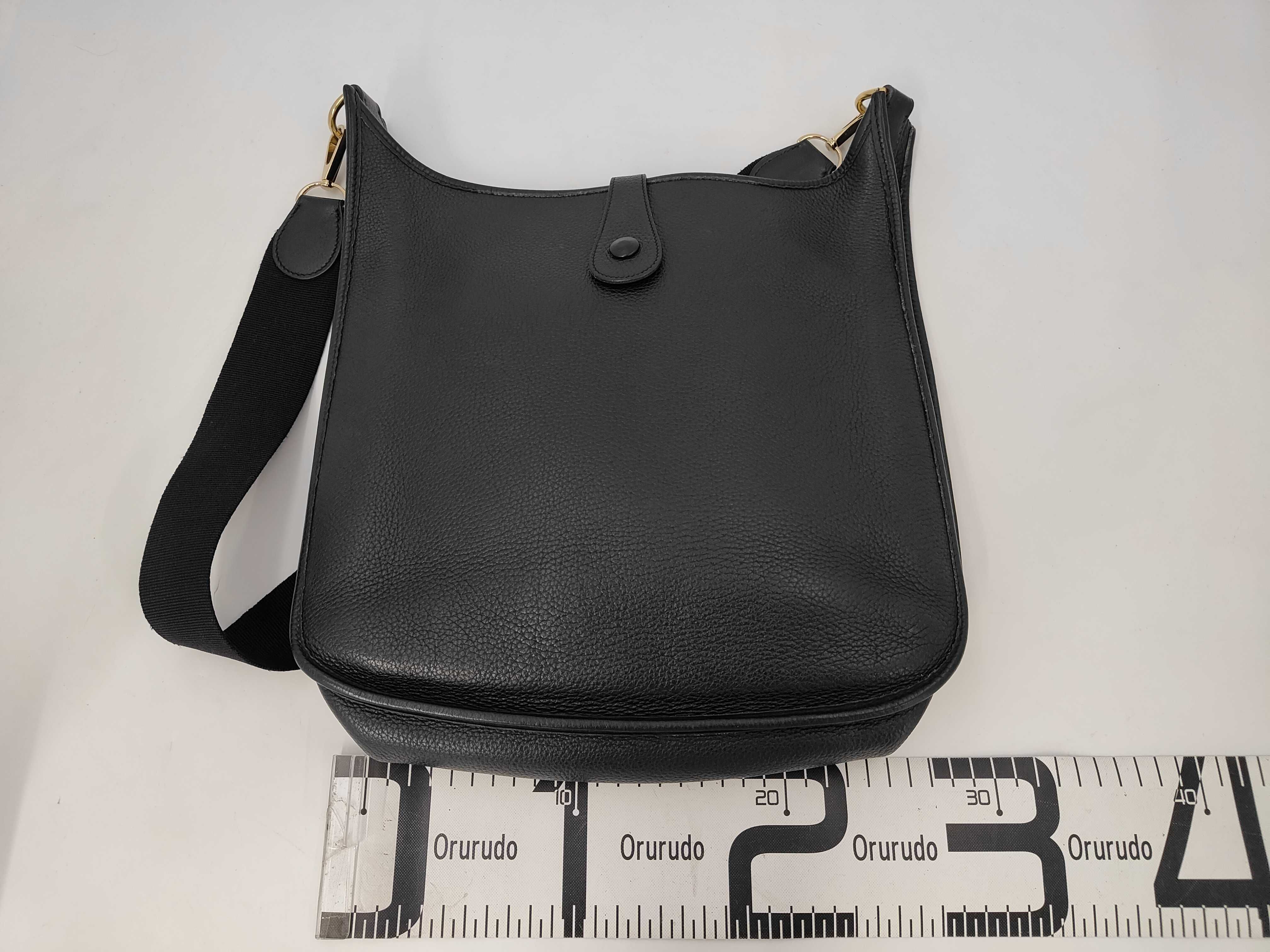 Hermes Black Pebbled Leather Evelyne Crossbody Bag