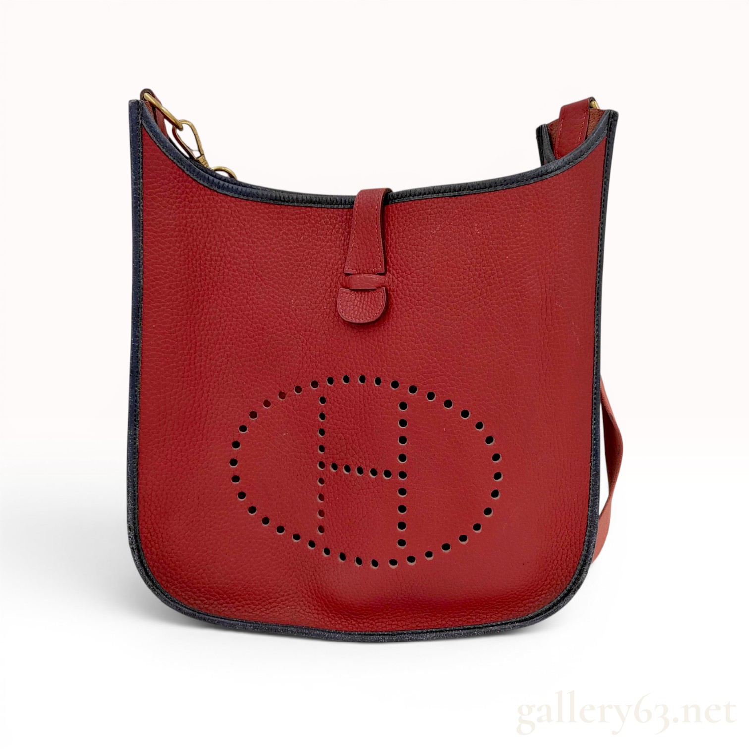 Hermes Evelyne PM Red Taurillon Clemence Leather Crossbody Bag
