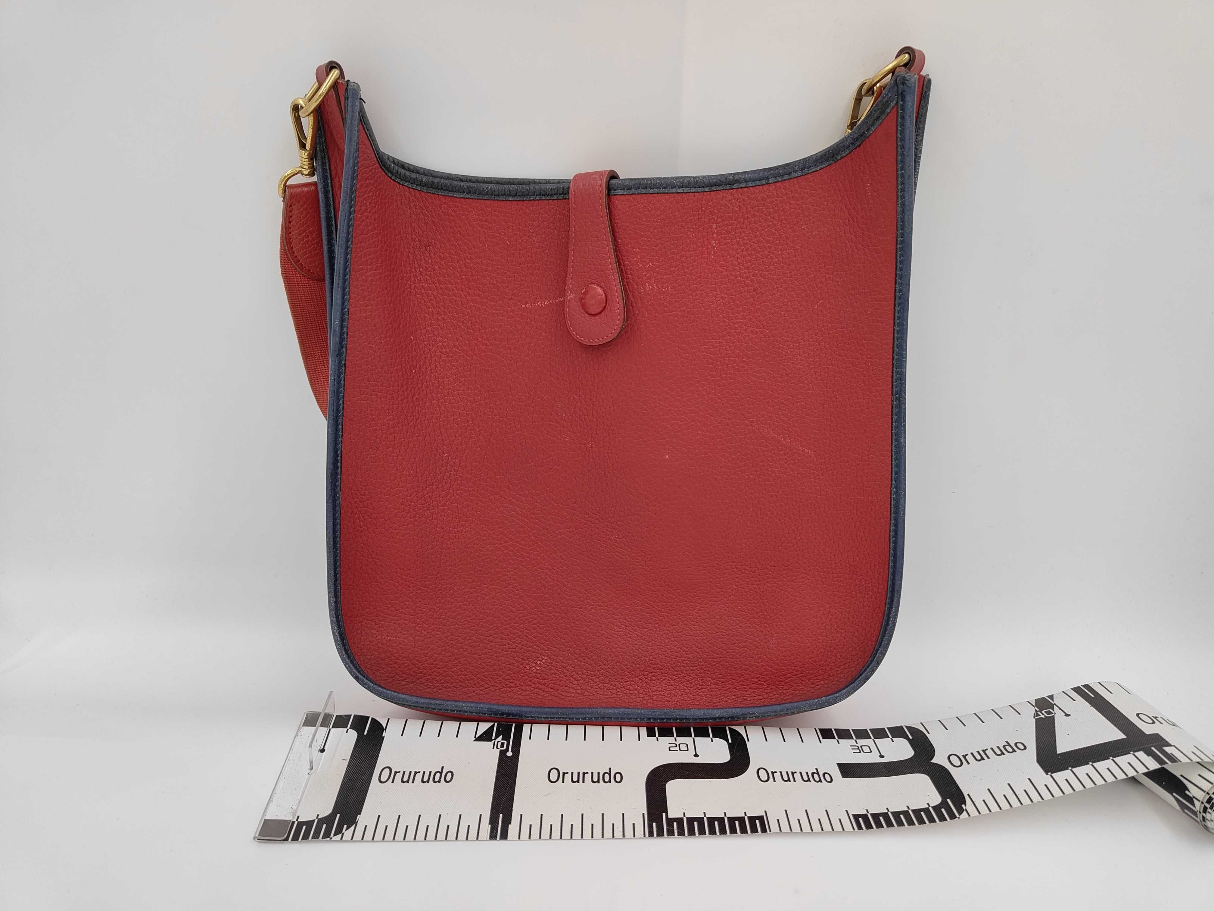Hermes Evelyne PM Red Taurillon Clemence Leather Crossbody Bag