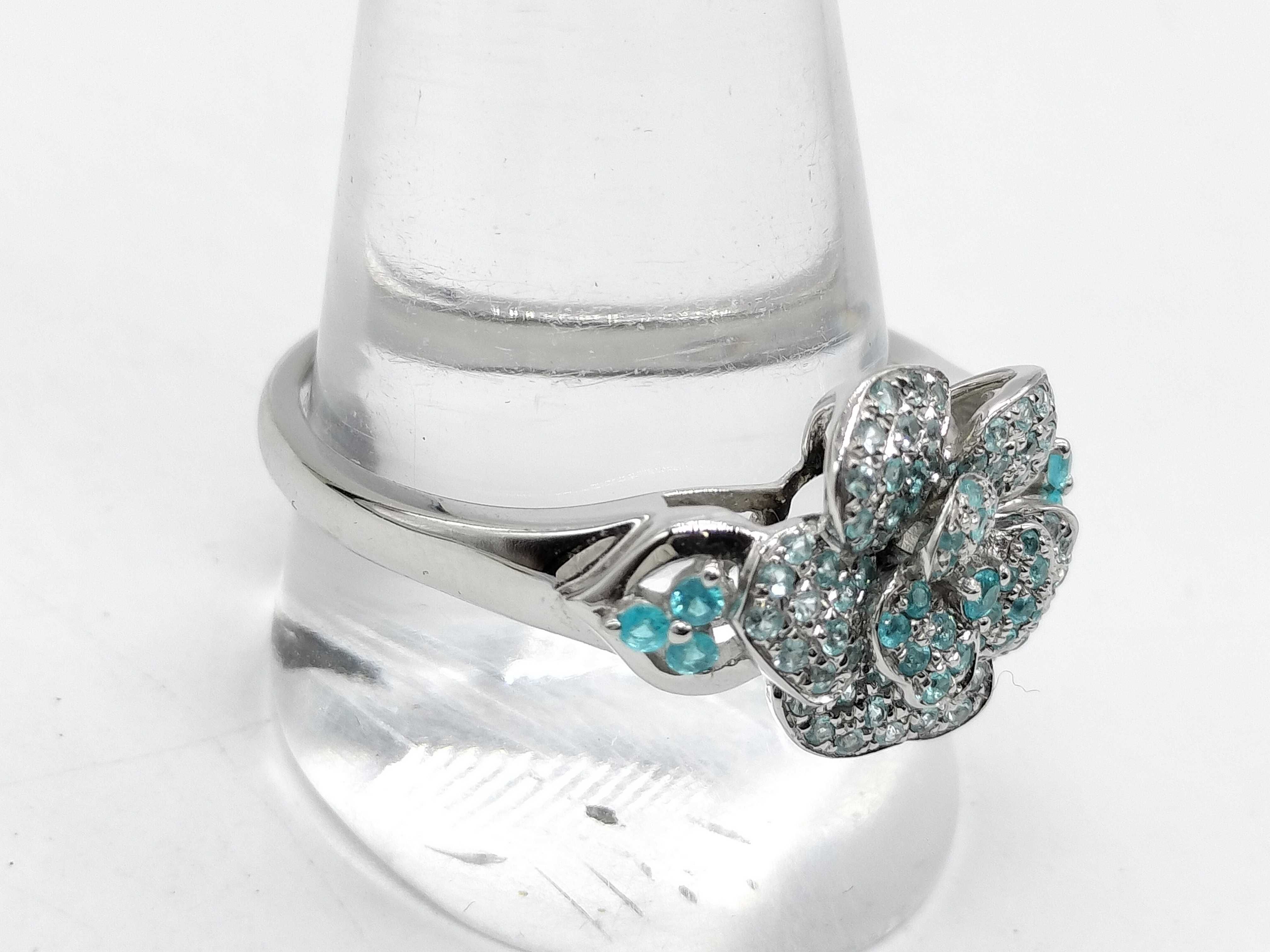 A Platinum and Paraiba Tourmaline Flower Cluster Ring