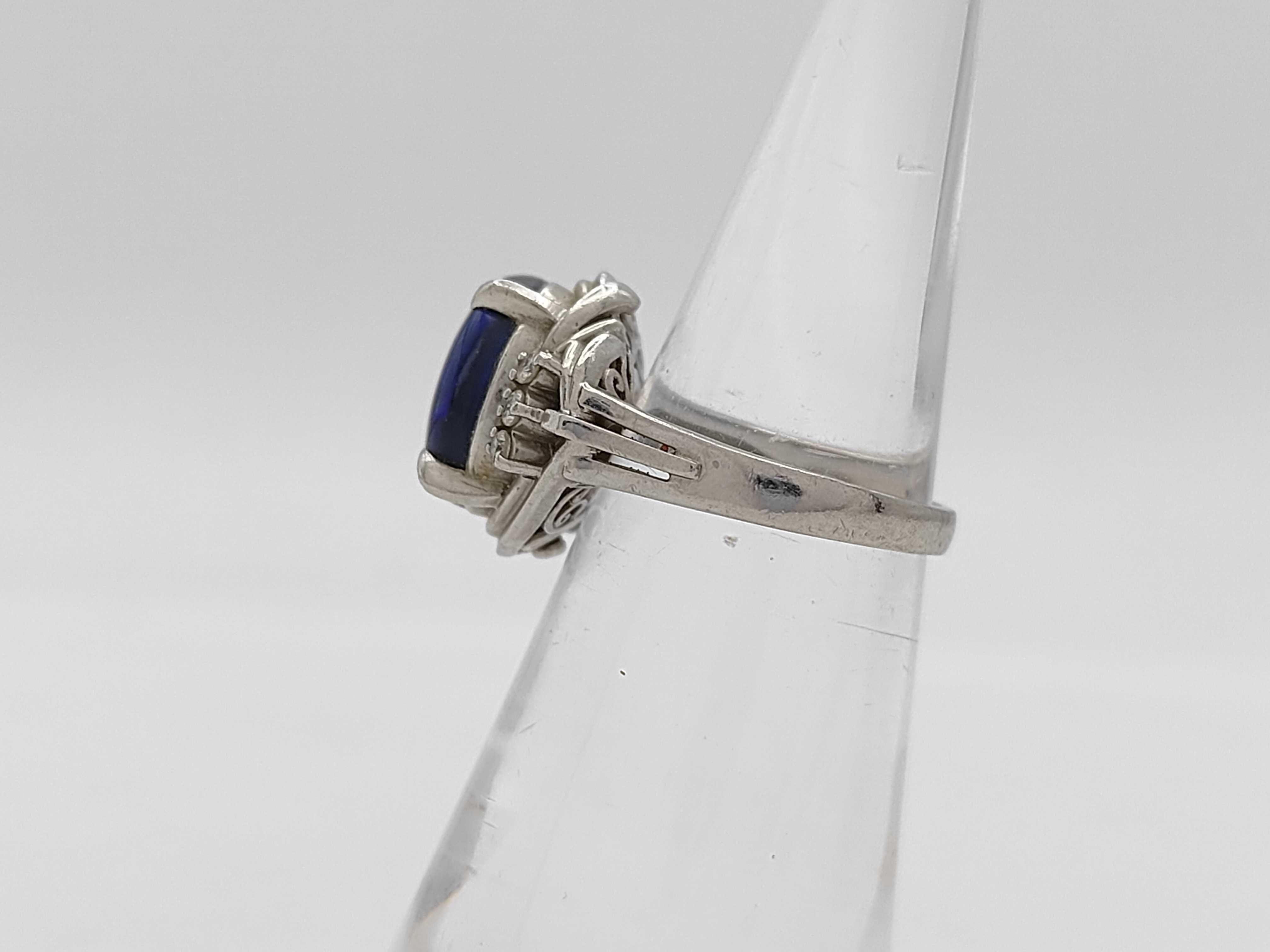 A 4.41 Carat Blue Opal and Diamond Pt900 Platinum Ring
