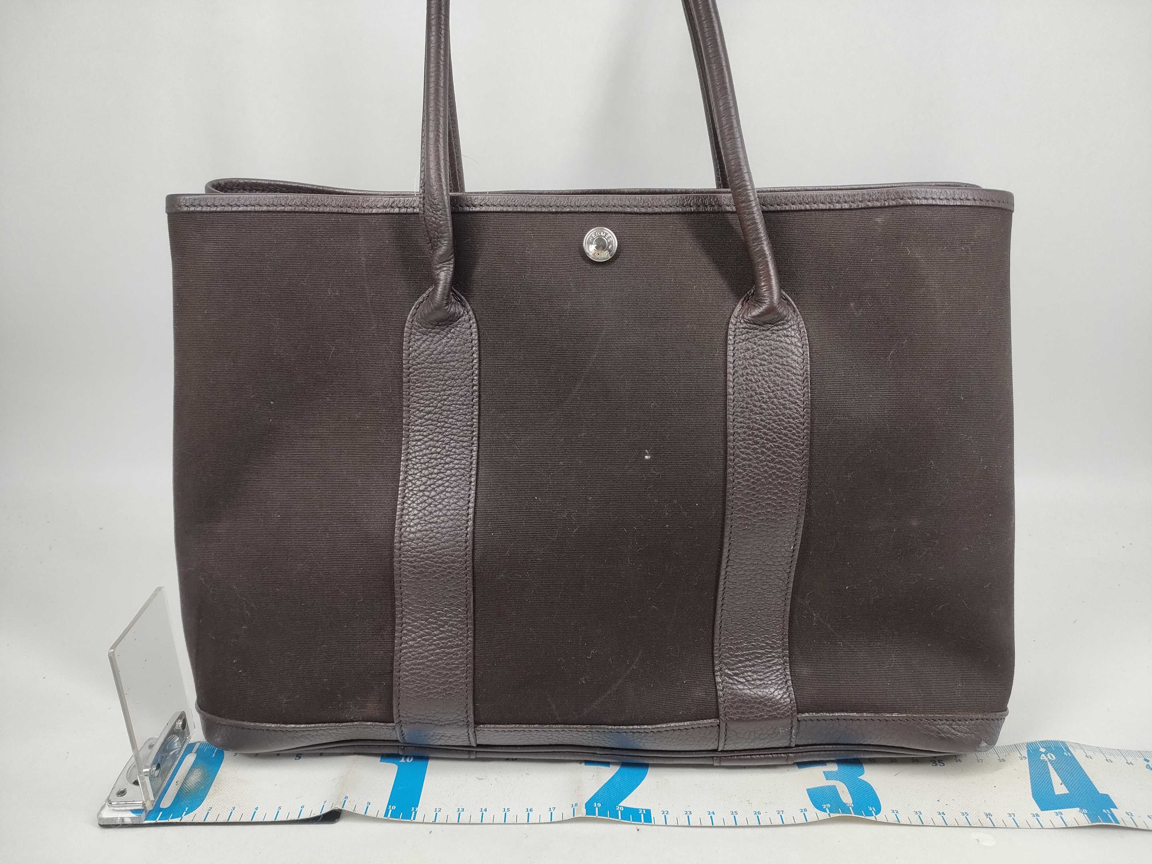 An Hermes Toile and Negonda Leather Garden Party 36 Tote Bag