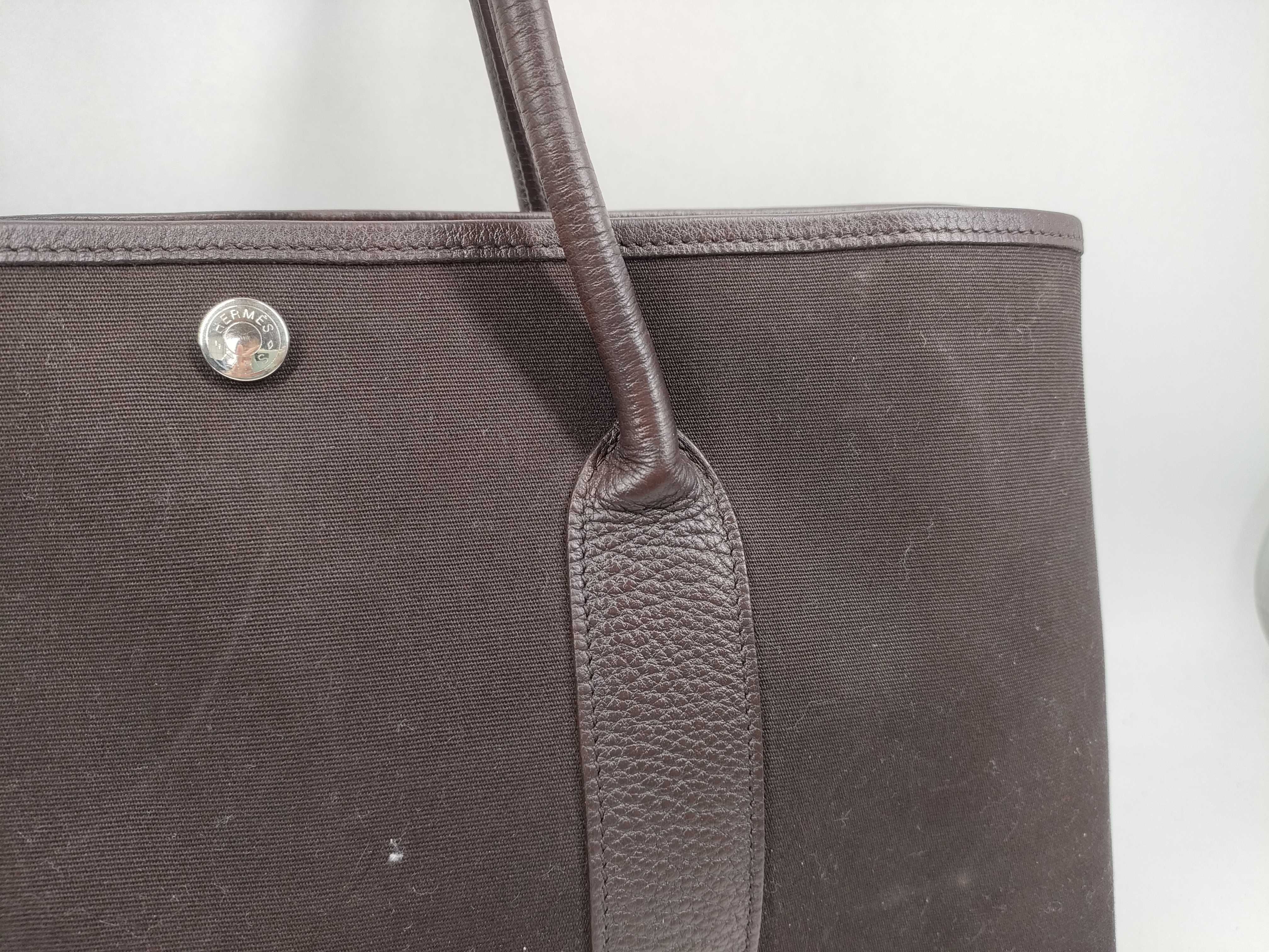 An Hermes Toile and Negonda Leather Garden Party 36 Tote Bag