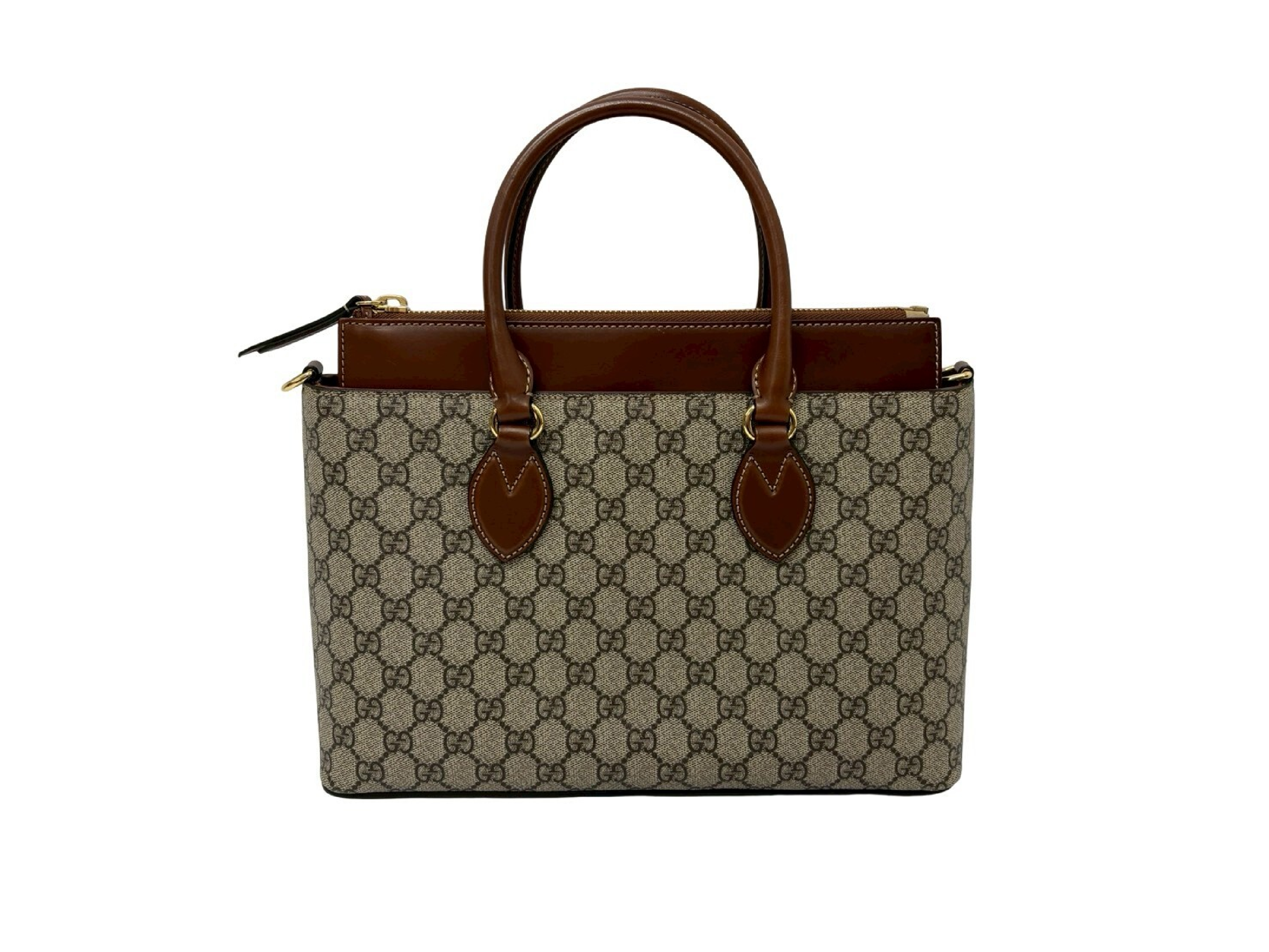 Gucci GG Supreme Monogram Coated Canvas and Leather Small Satchel Handbag