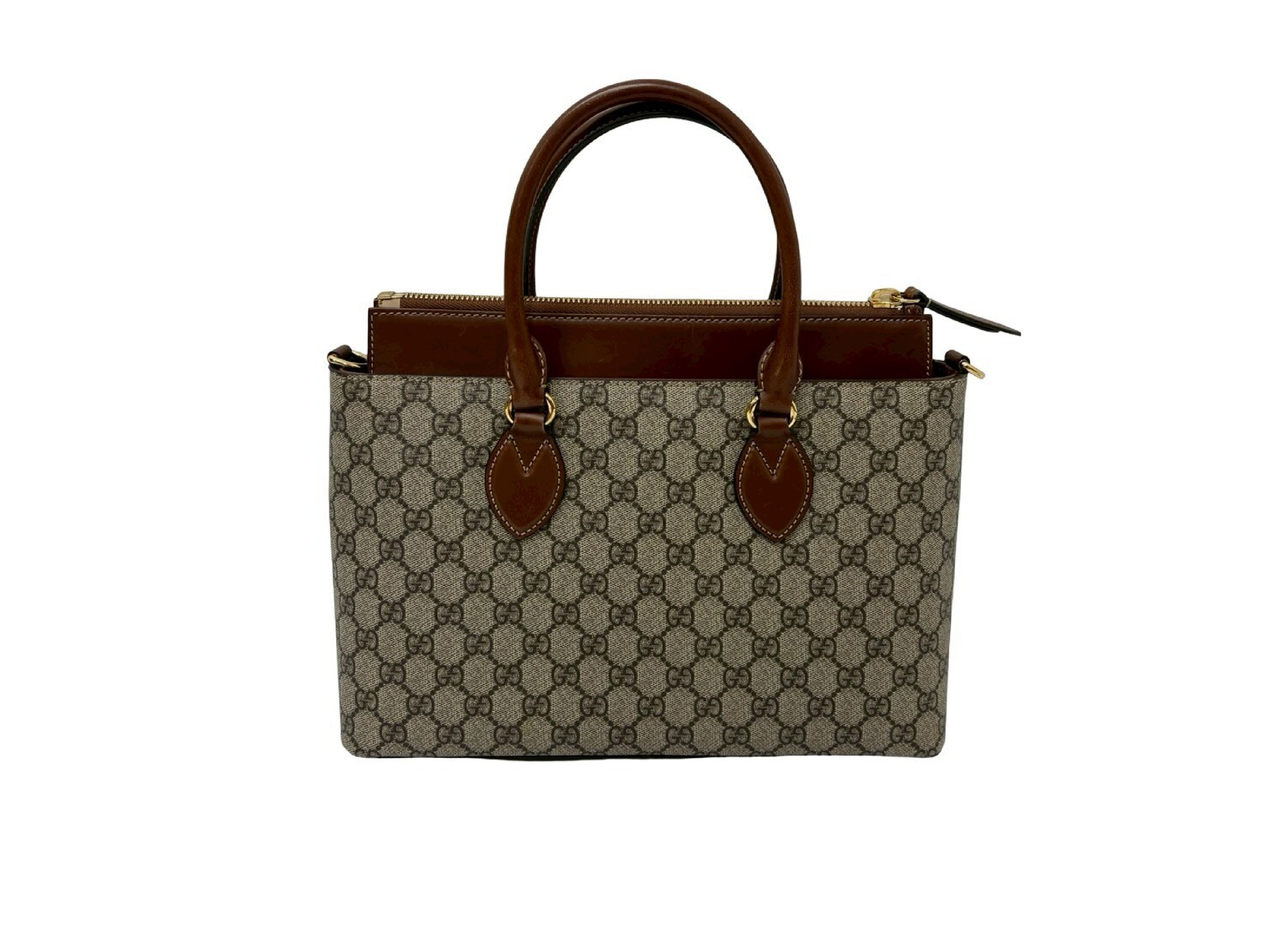Gucci GG Supreme Monogram Coated Canvas and Leather Small Satchel Handbag