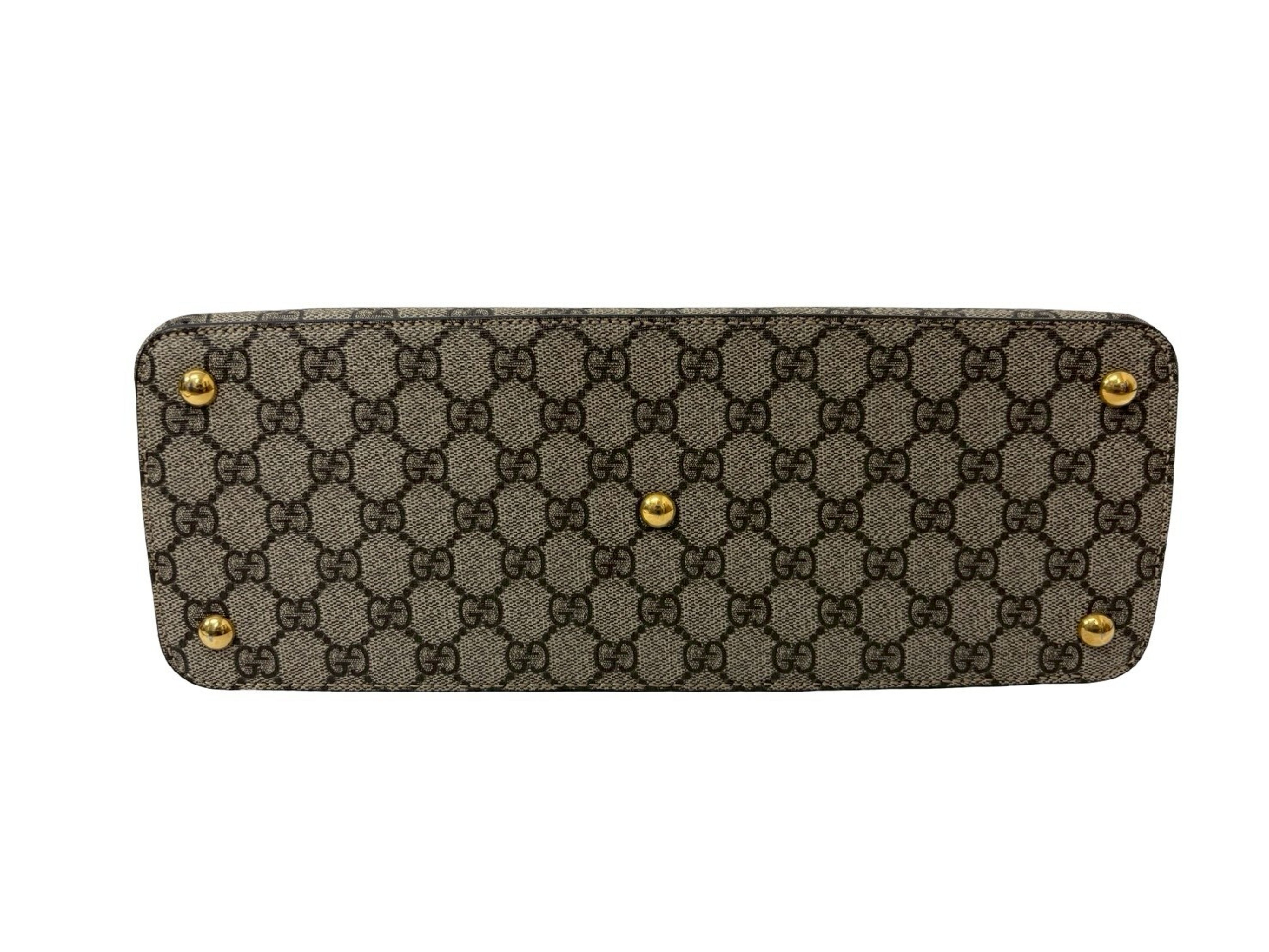 Gucci GG Supreme Monogram Coated Canvas and Leather Small Satchel Handbag