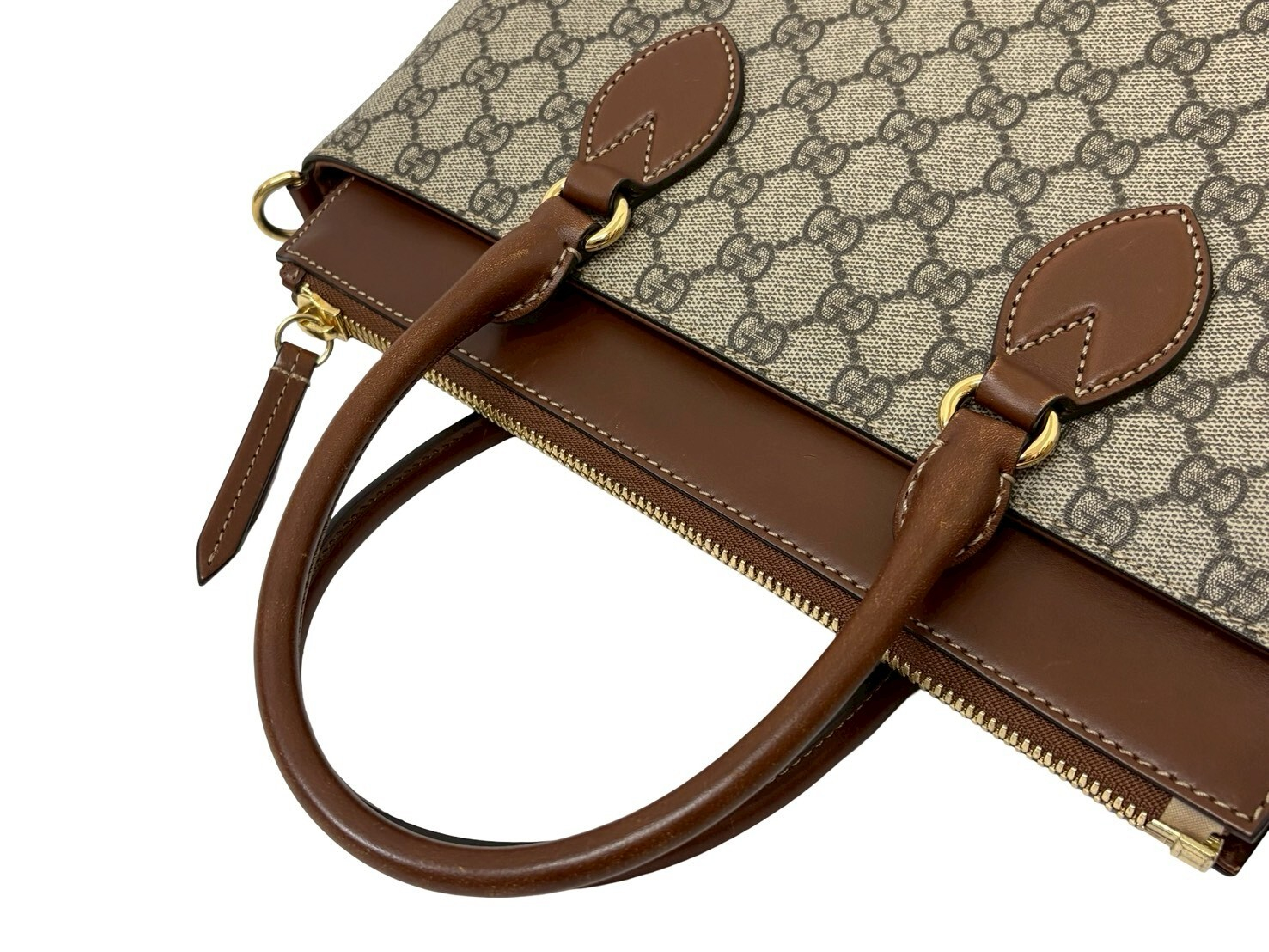 Gucci GG Supreme Monogram Coated Canvas and Leather Small Satchel Handbag