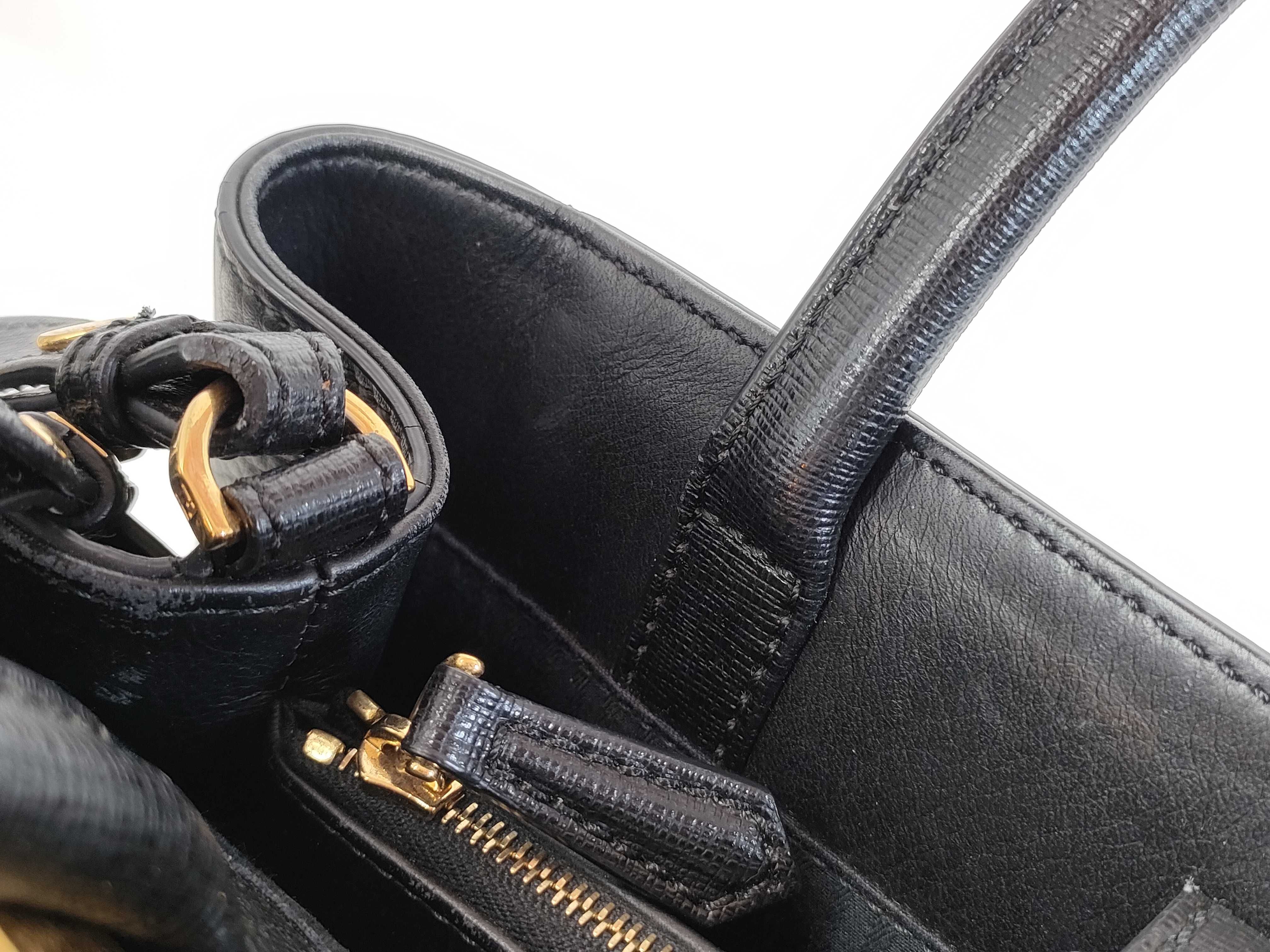 Fendi Petite 2Jours Black Vitello Elite Leather Tote Bag