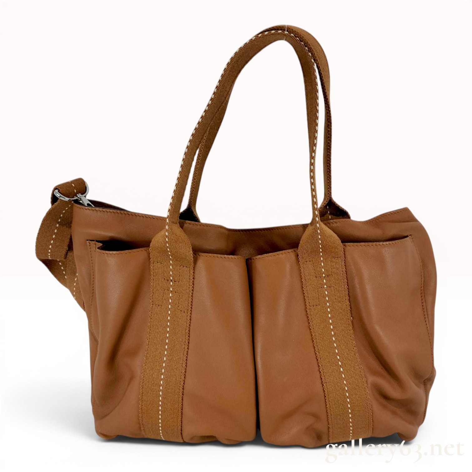 Hermes Caravan Horizontal Brown Leather Tote Bag