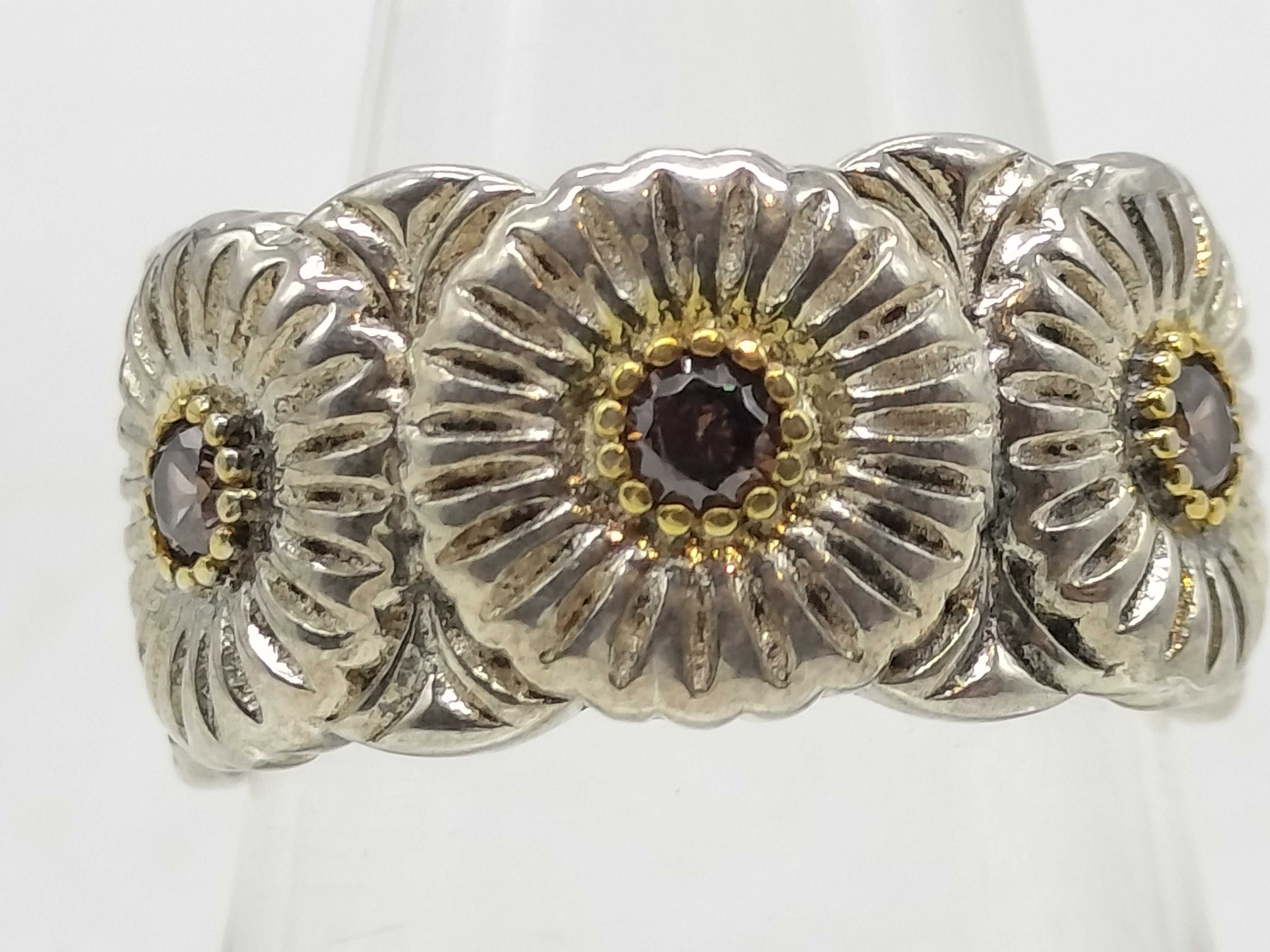 Buccellati Sterling Silver and Vermeil Blossoms Daisy Band Ring with Champagne Diamonds