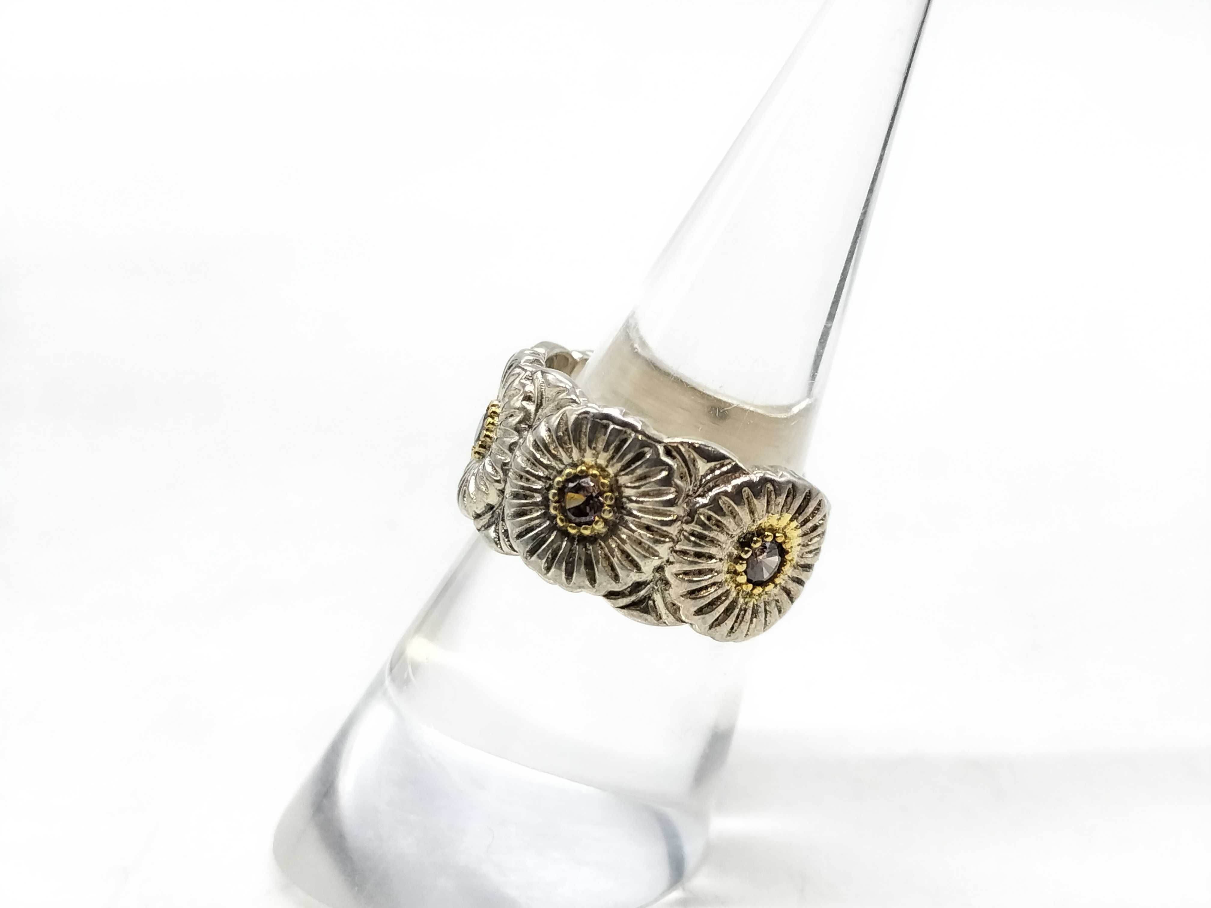 Buccellati Sterling Silver and Vermeil Blossoms Daisy Band Ring with Champagne Diamonds