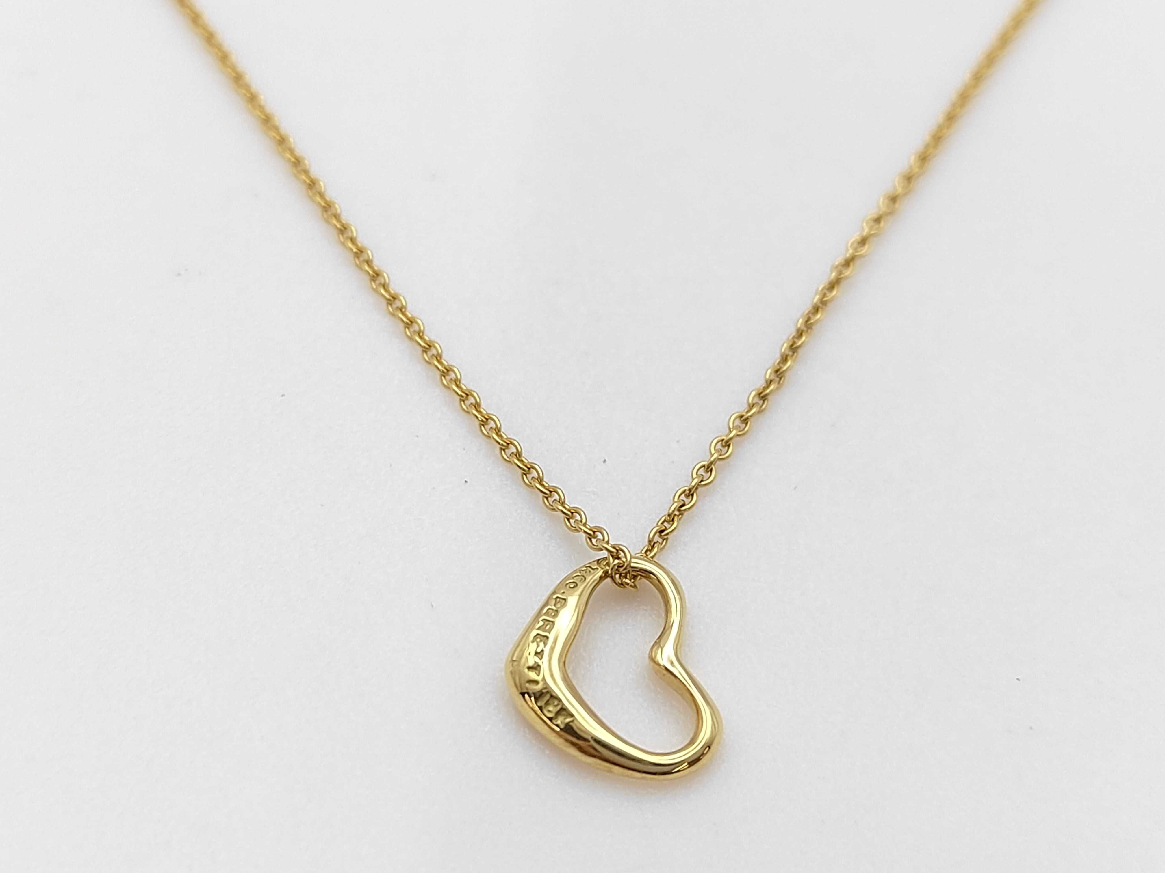 Tiffany & Co. Elsa Peretti 18K Yellow Gold Open Heart Necklace