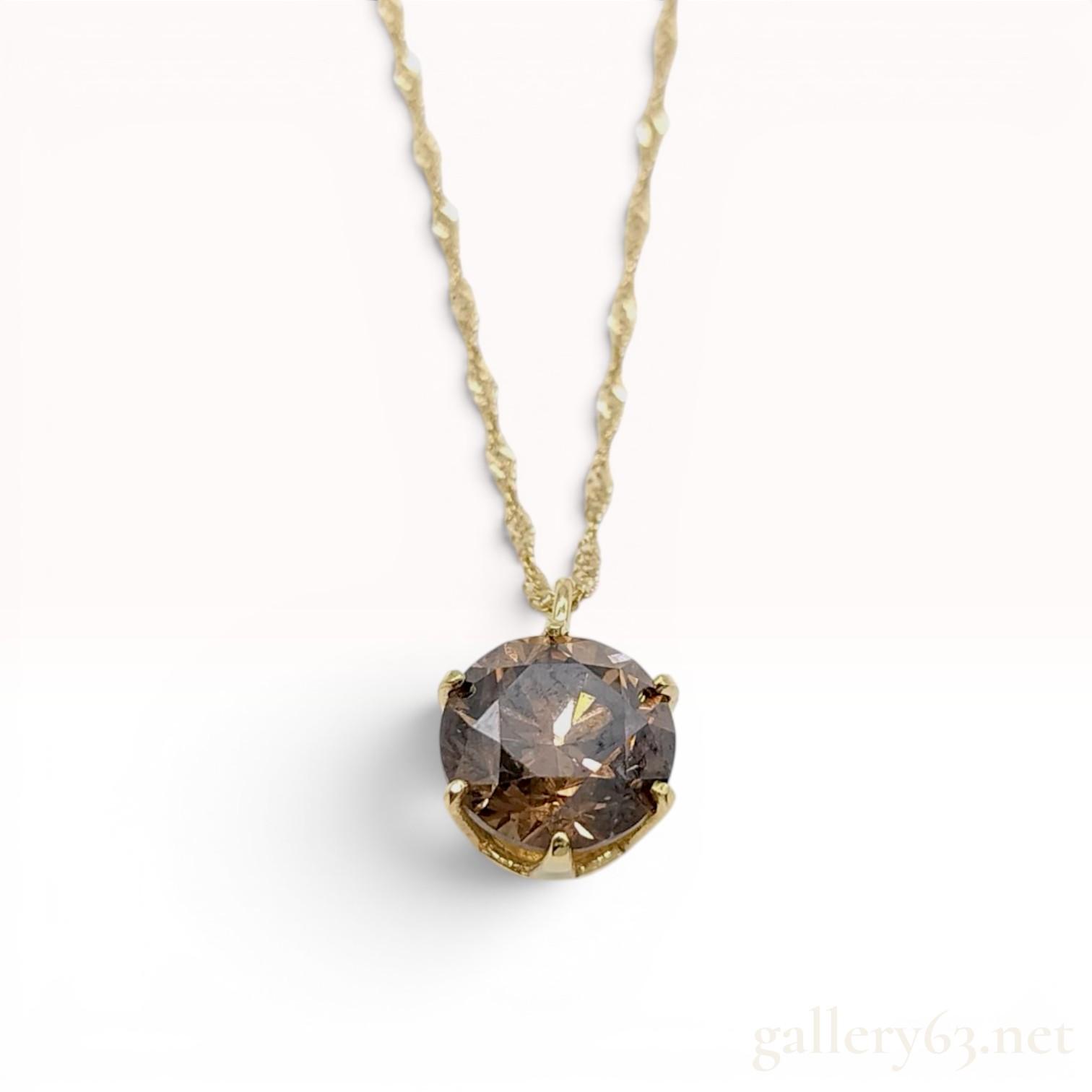 1.0 Carat Fancy Brown Diamond and 18K Yellow Gold Solitaire Pendant Necklace