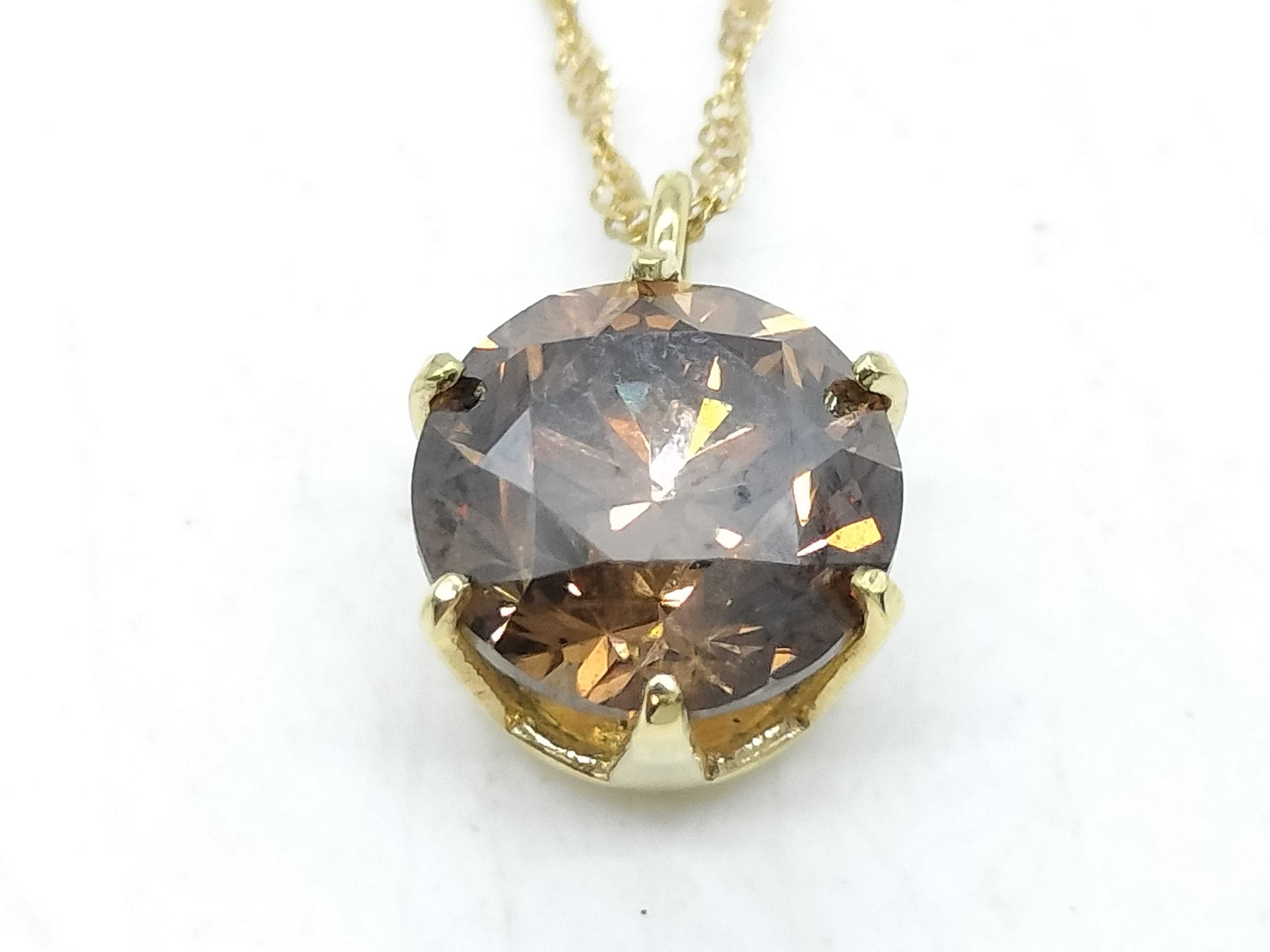 1.0 Carat Fancy Brown Diamond and 18K Yellow Gold Solitaire Pendant Necklace