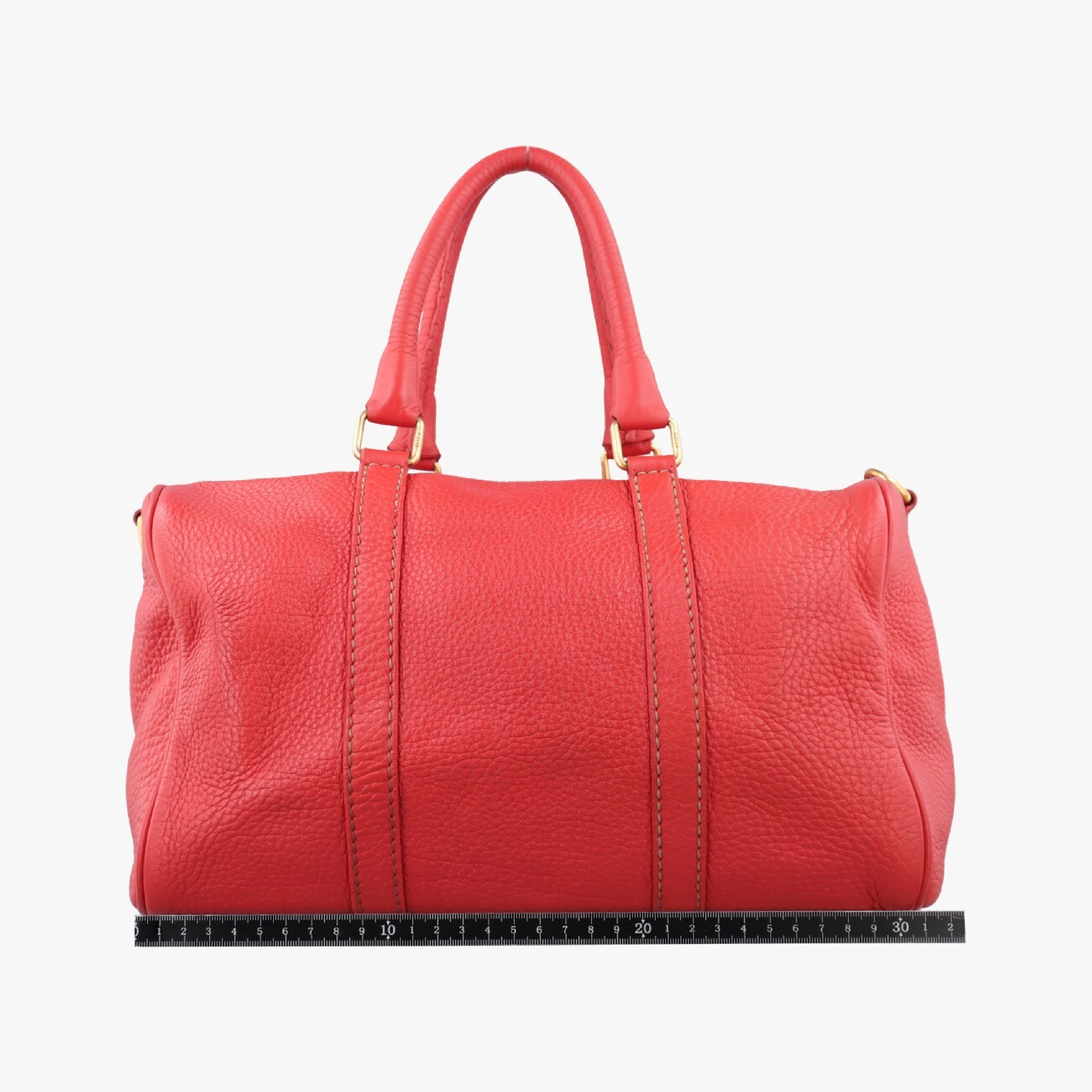 Fendi Red Pebbled Leather Selleria 8BL108 Forever Bowler Handbag