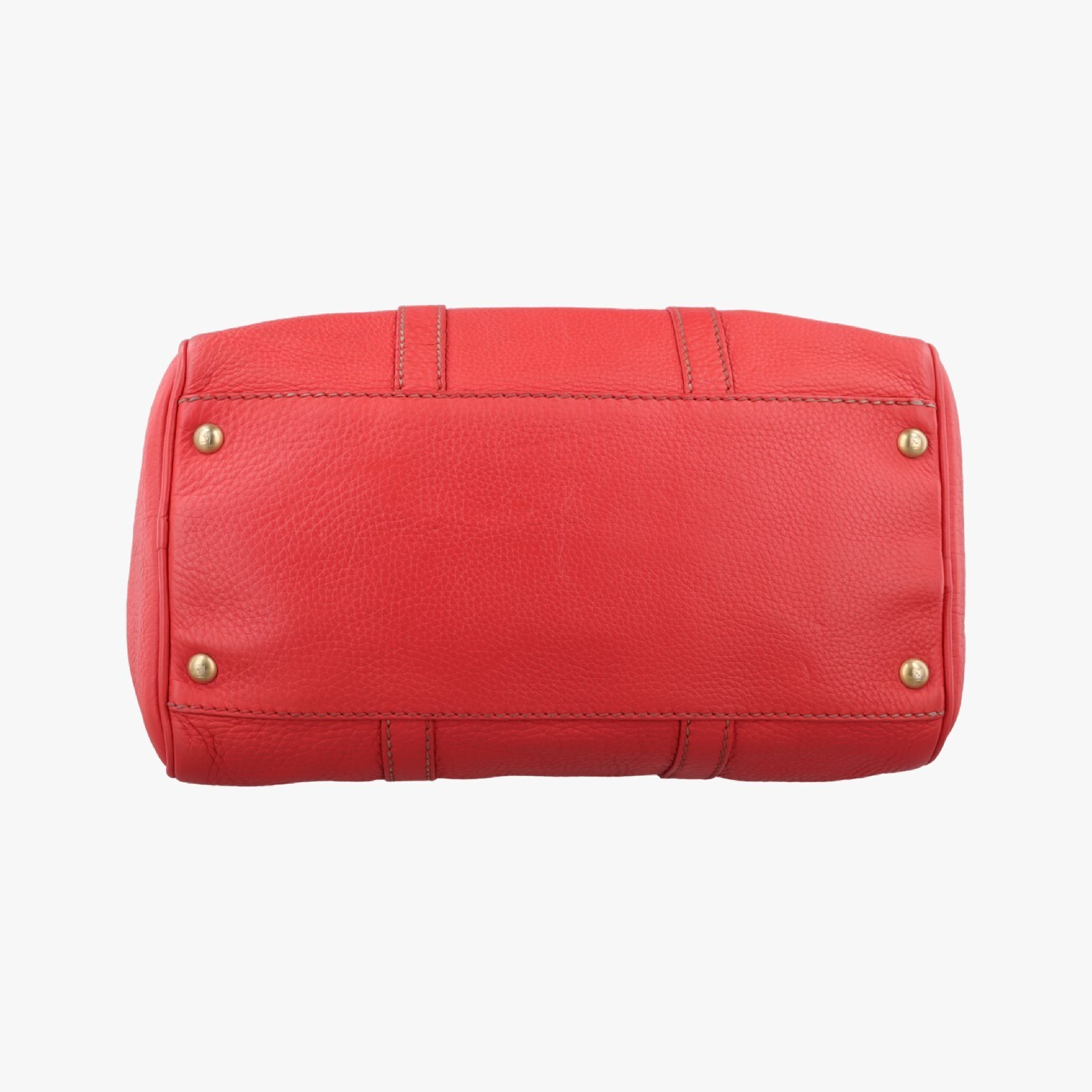 Fendi Red Pebbled Leather Selleria 8BL108 Forever Bowler Handbag