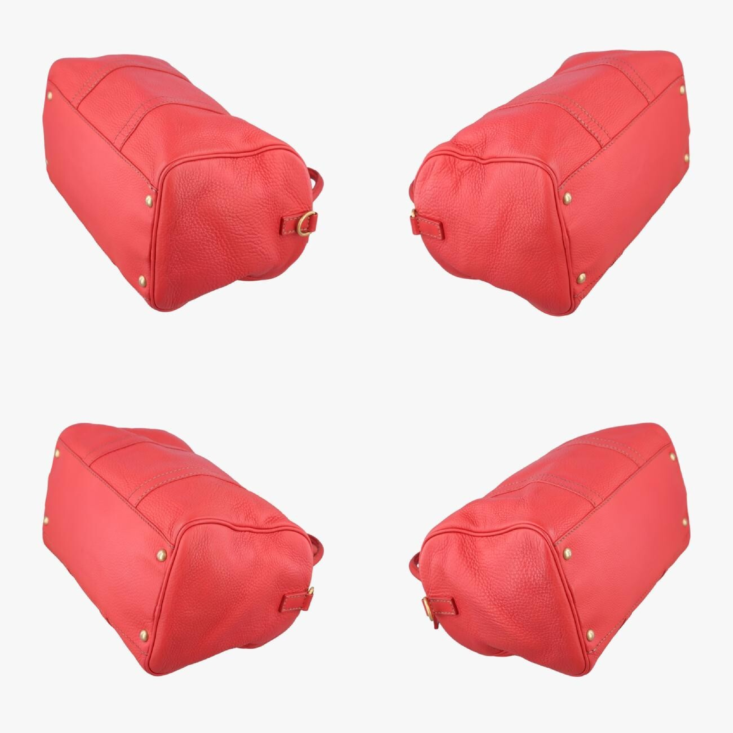 Fendi Red Pebbled Leather Selleria 8BL108 Forever Bowler Handbag