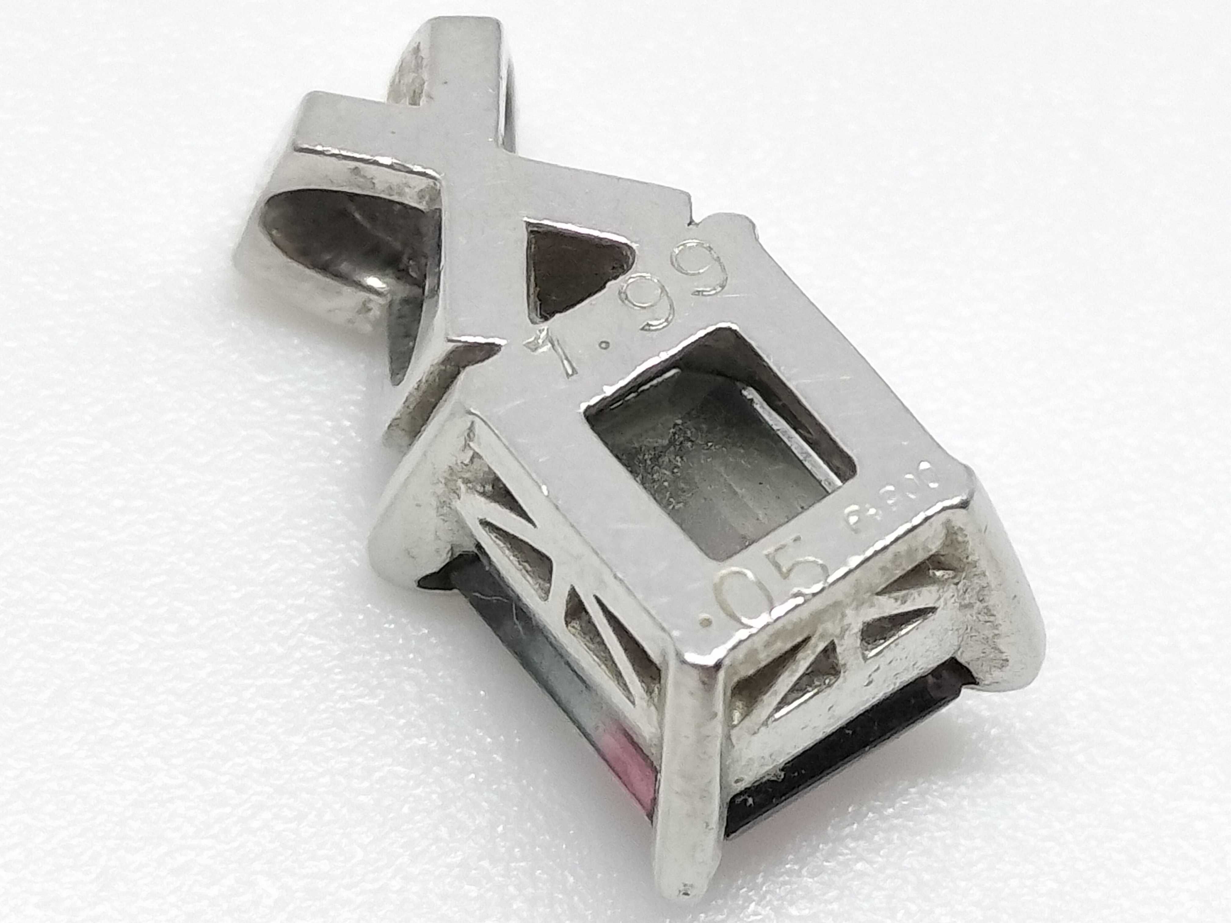 Bicolor Tourmaline and Diamond PT900 Platinum Pendant