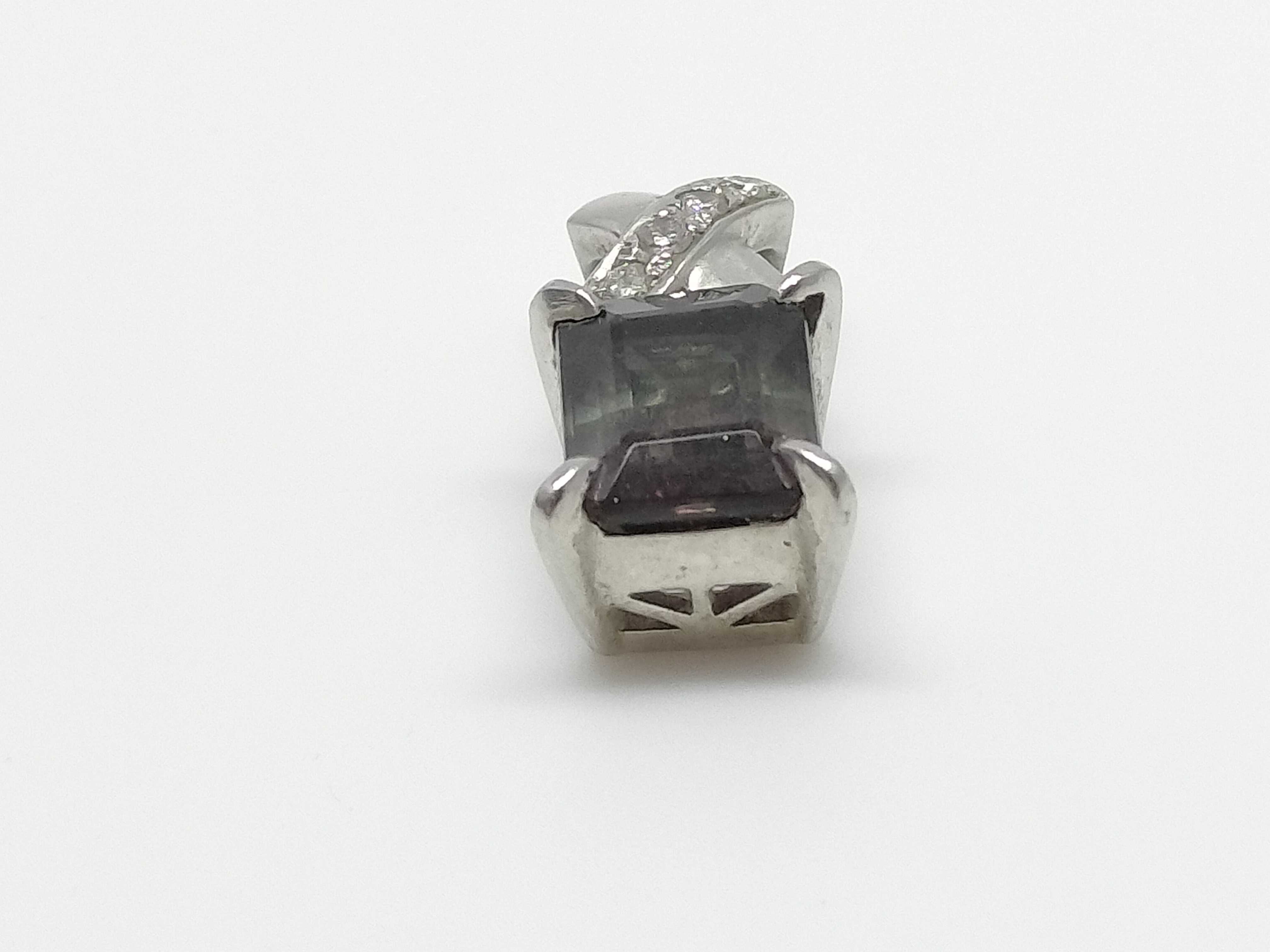 Bicolor Tourmaline and Diamond PT900 Platinum Pendant