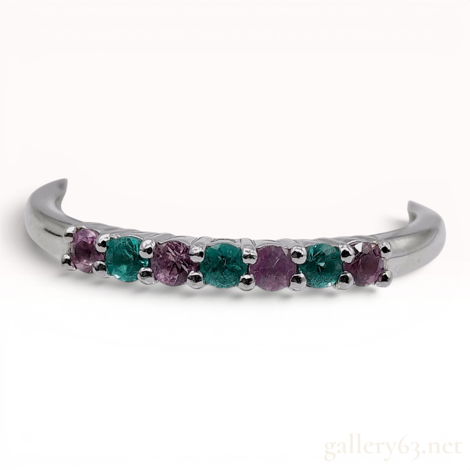 Paraiba Tourmaline and Pink Sapphire Platinum Band Ring