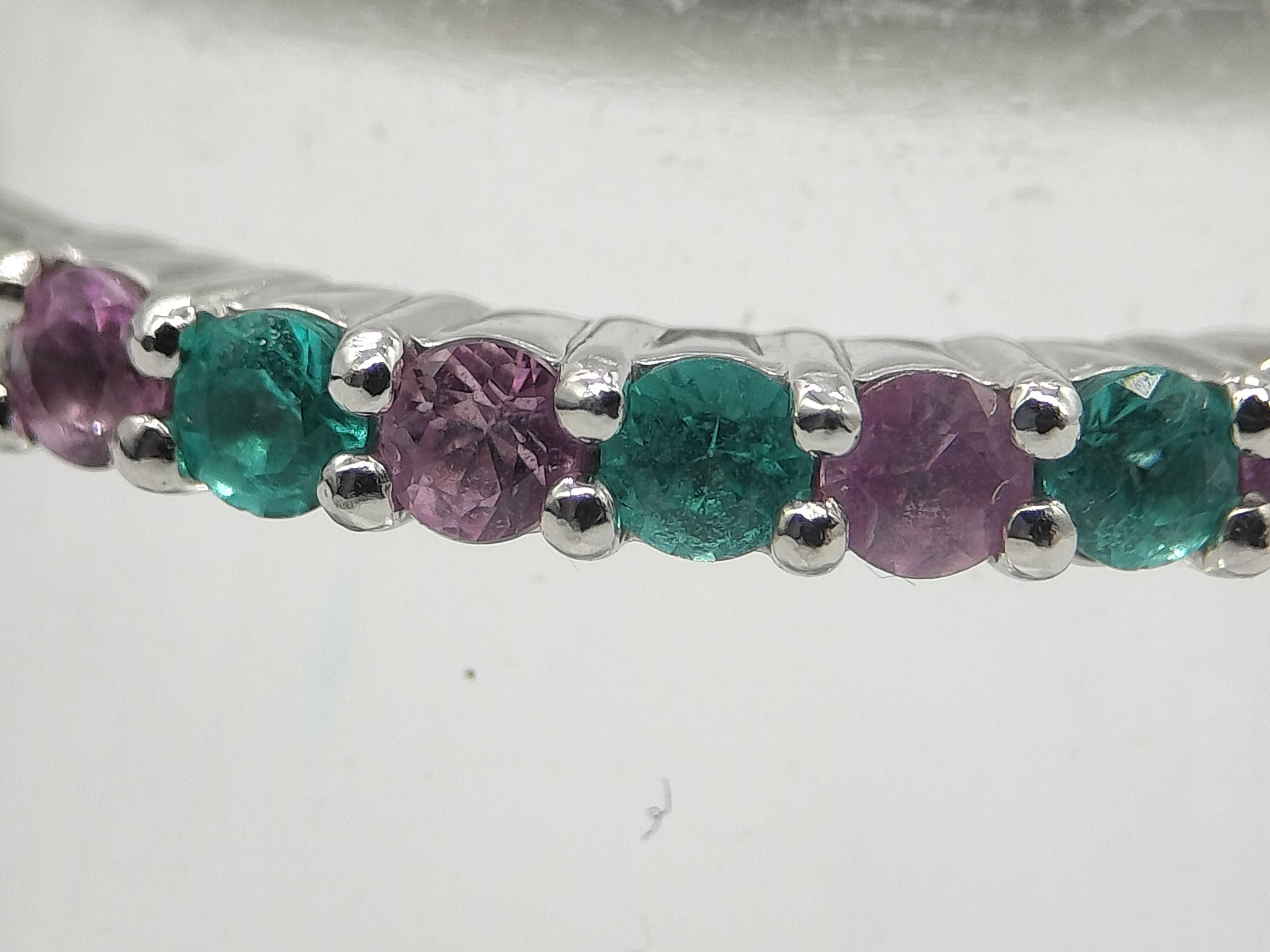 Paraiba Tourmaline and Pink Sapphire Platinum Band Ring