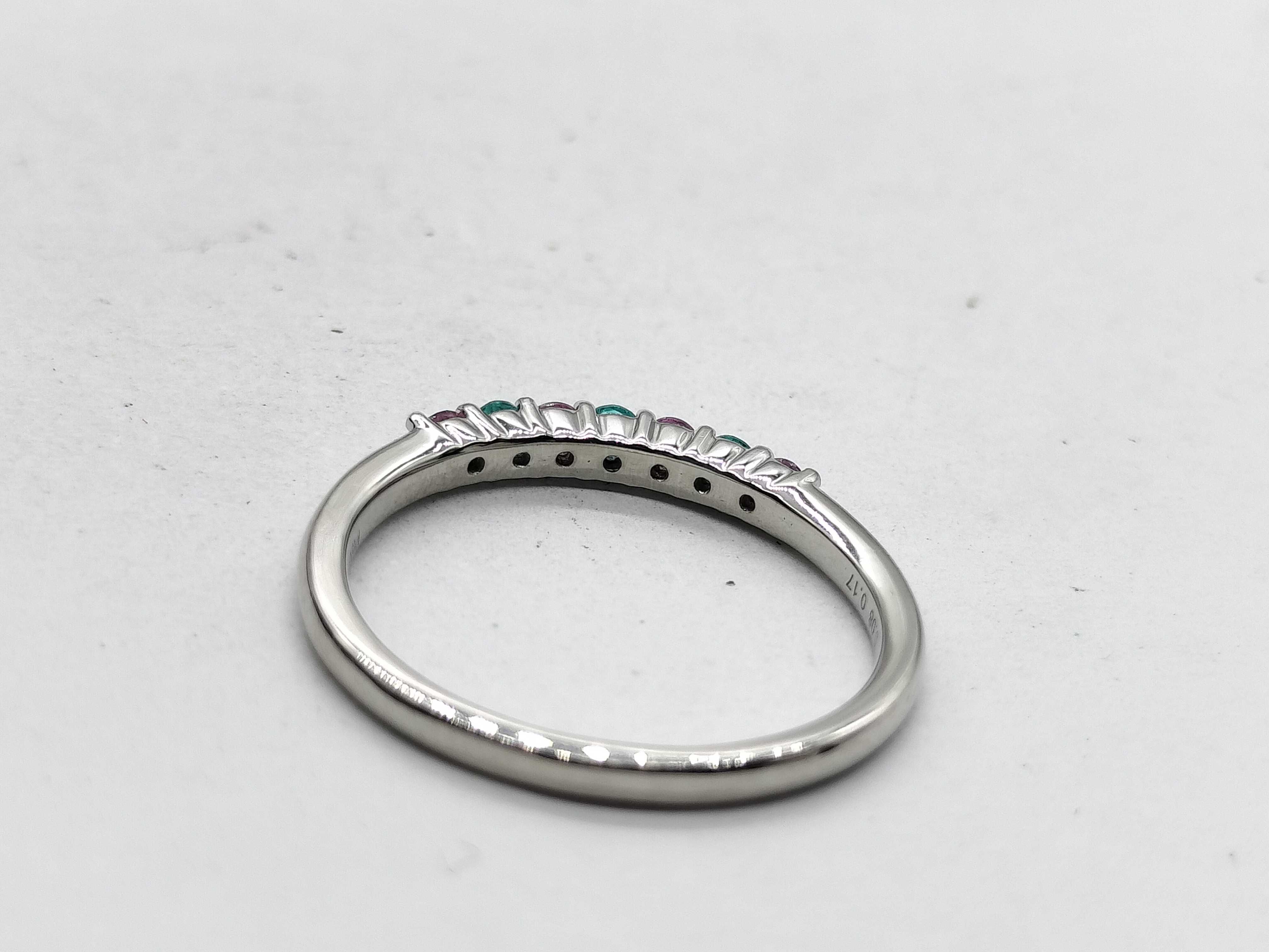 Paraiba Tourmaline and Pink Sapphire Platinum Band Ring