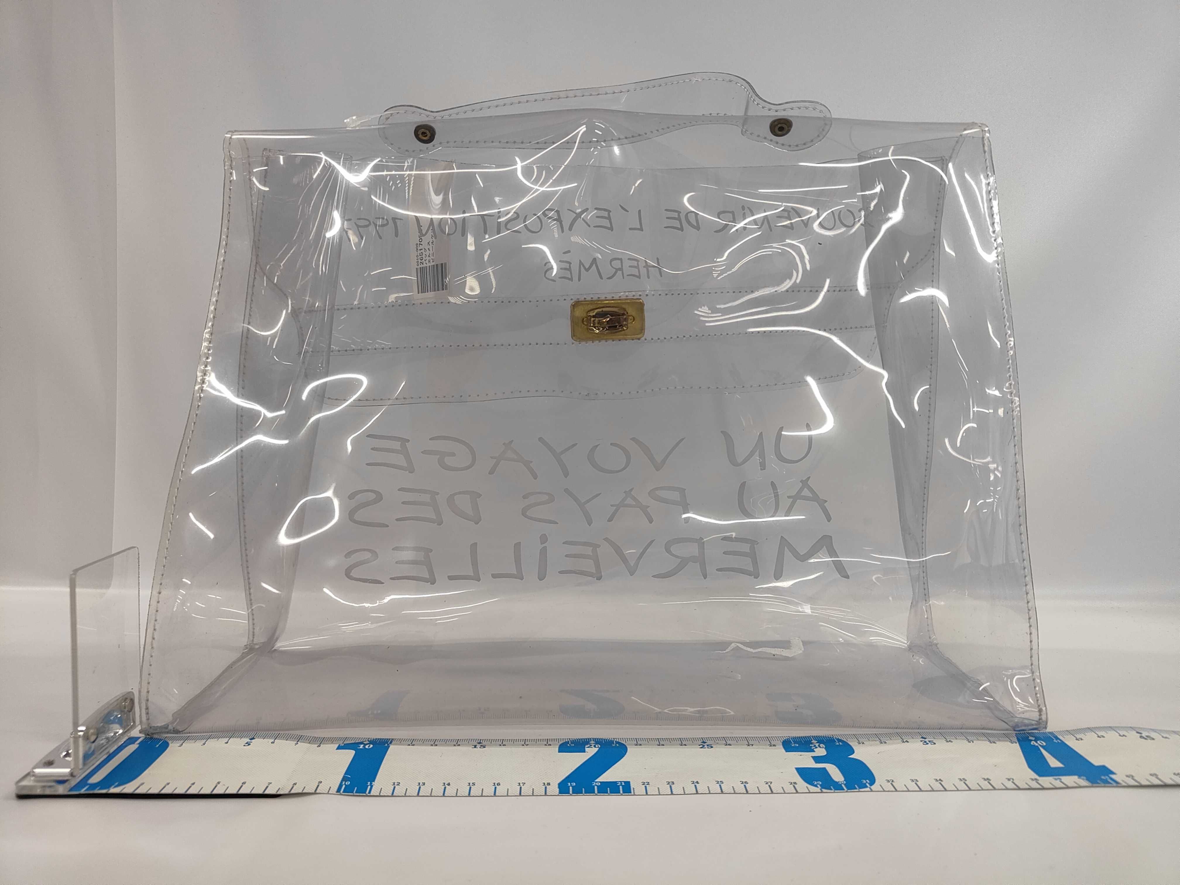 Hermes 1997 Transparent Vinyl Kelly Souvenir Handbag