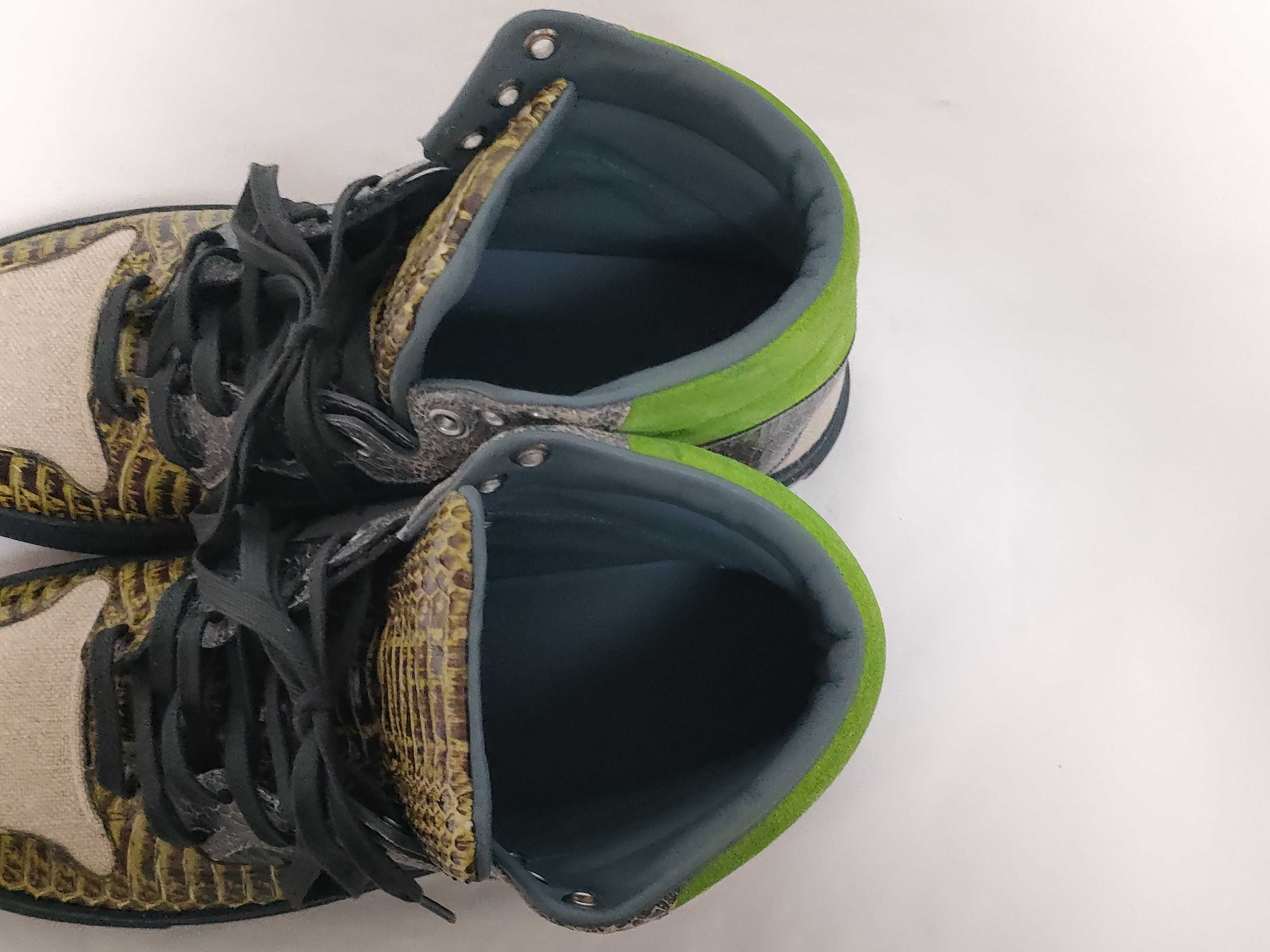A Pair of Balenciaga Multi-Material and Python Effect High-Top Sneakers
