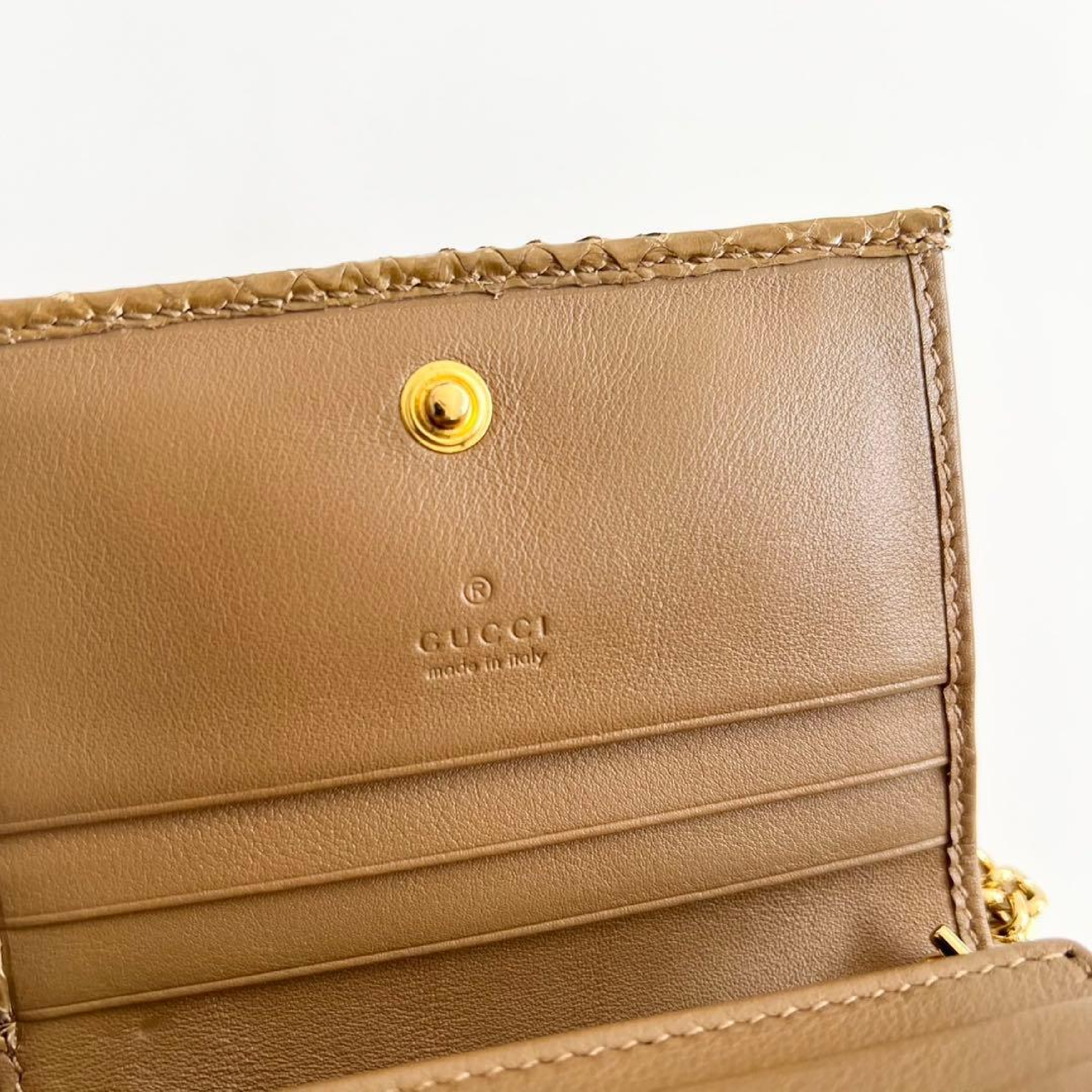 Gucci Zumi Python Leather Card Case on Chain