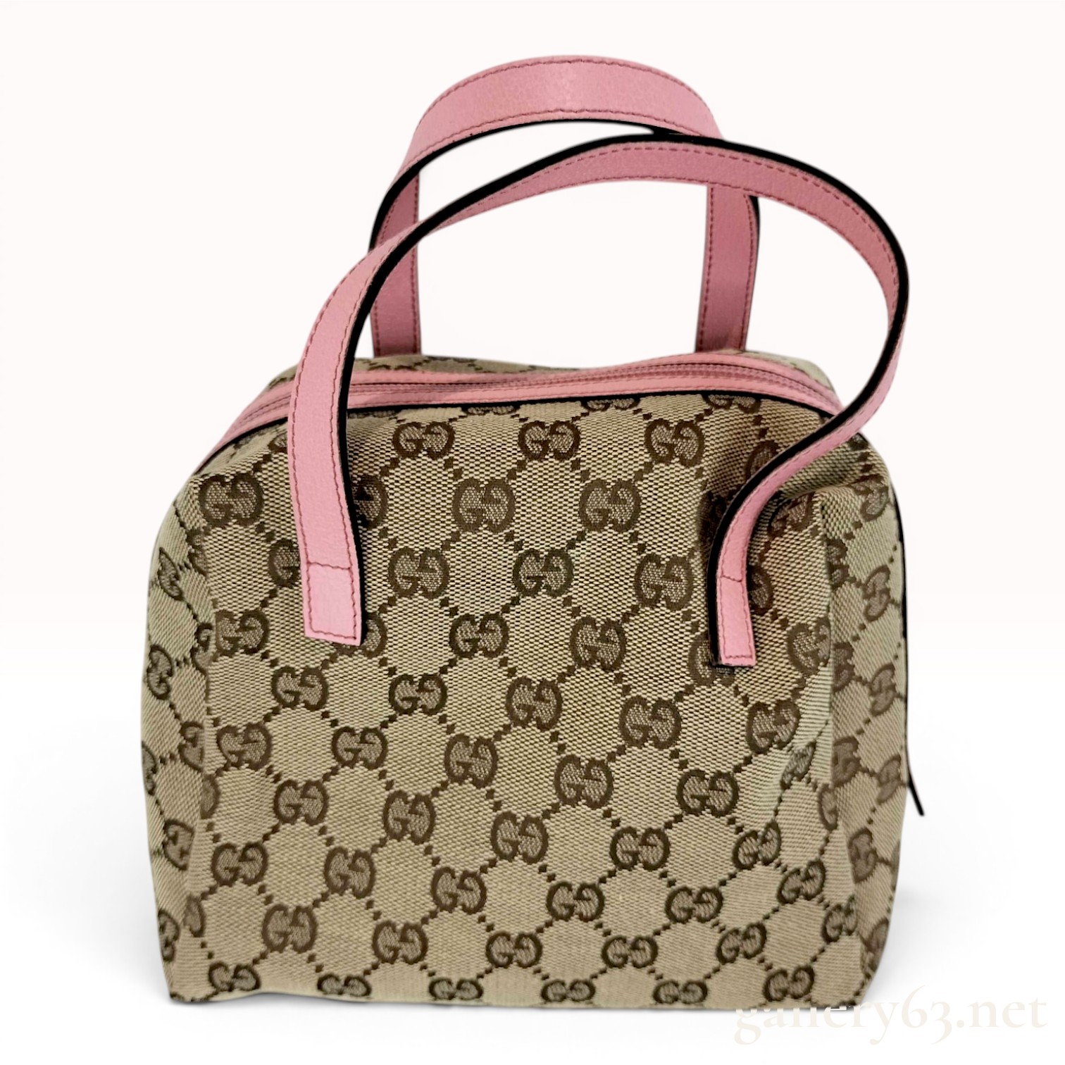 Gucci Brown GG Canvas and Pink Leather Mini Tofu Bag