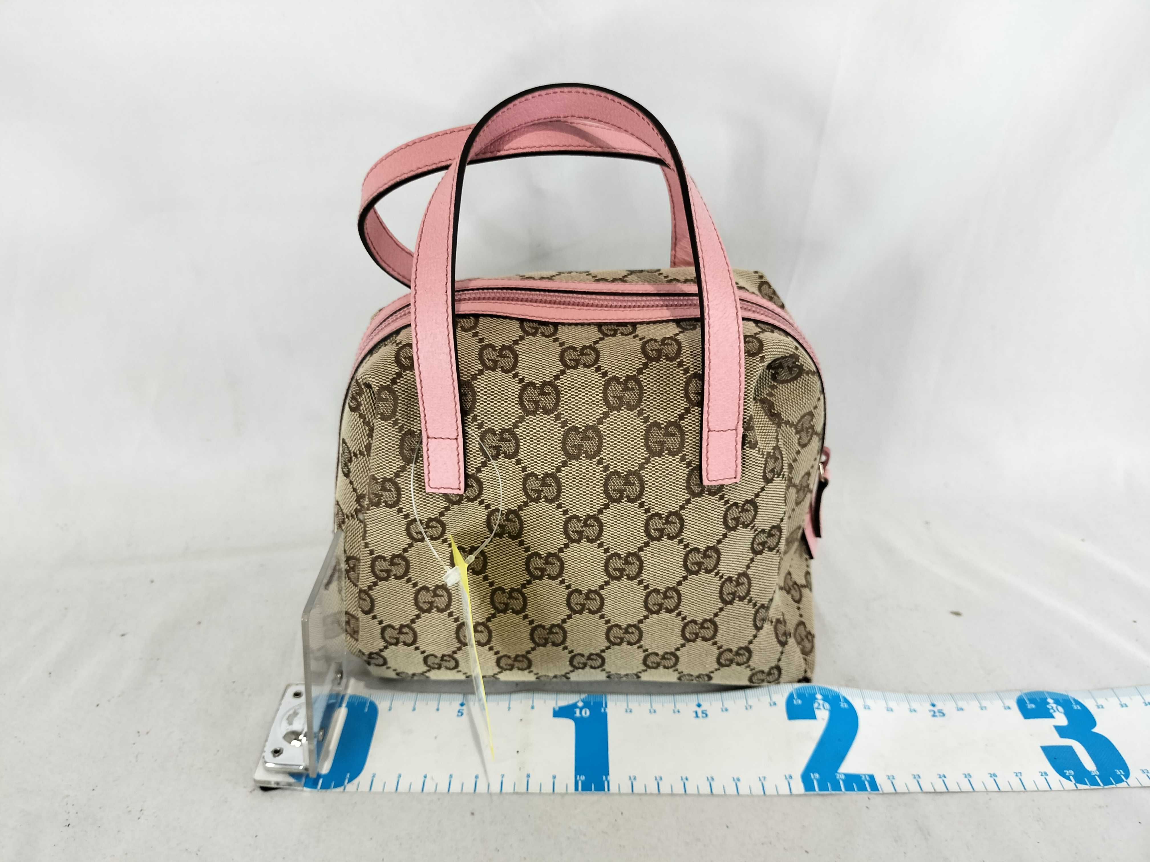 Gucci Brown GG Canvas and Pink Leather Mini Tofu Bag
