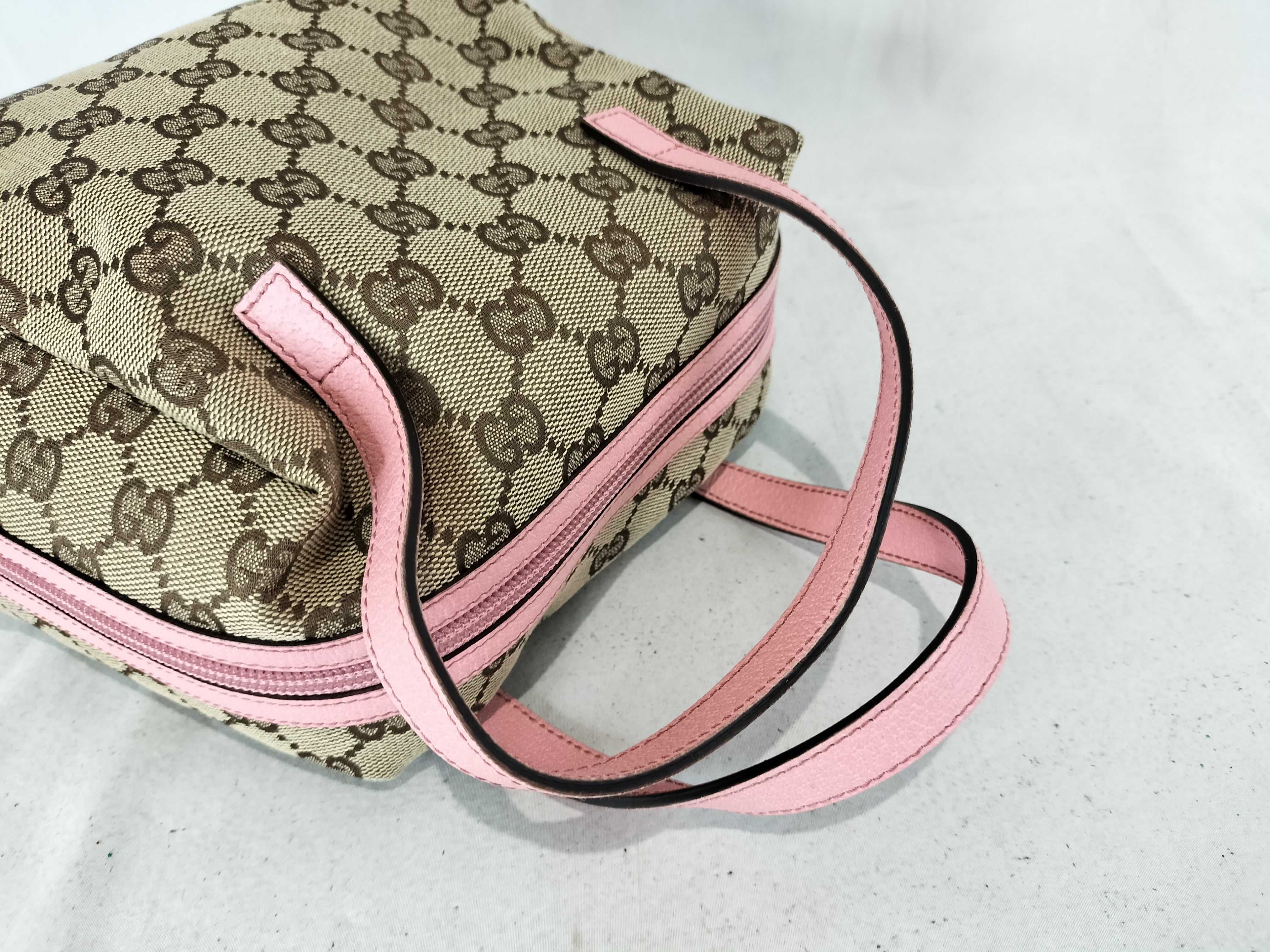 Gucci Brown GG Canvas and Pink Leather Mini Tofu Bag