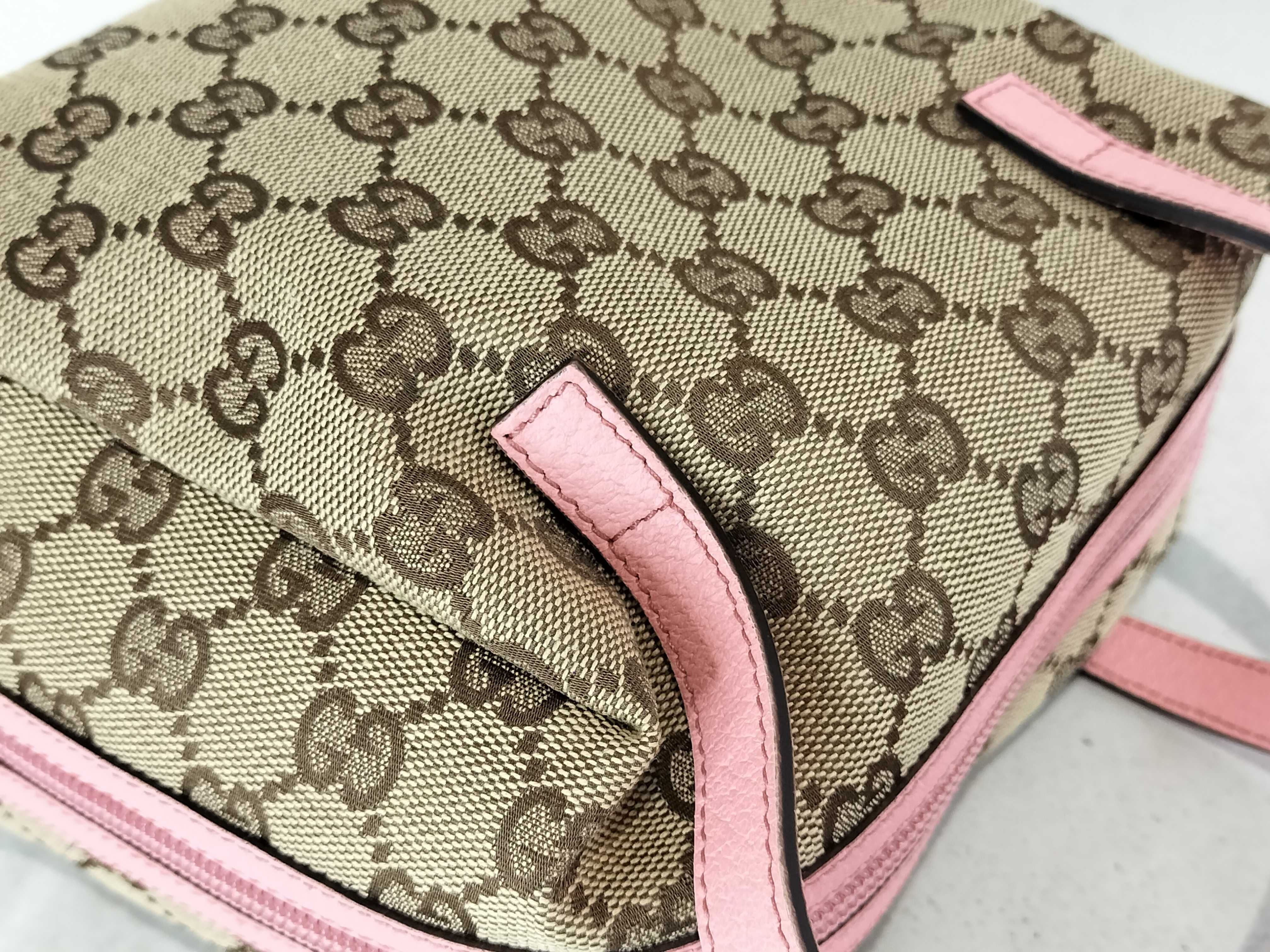 Gucci Brown GG Canvas and Pink Leather Mini Tofu Bag