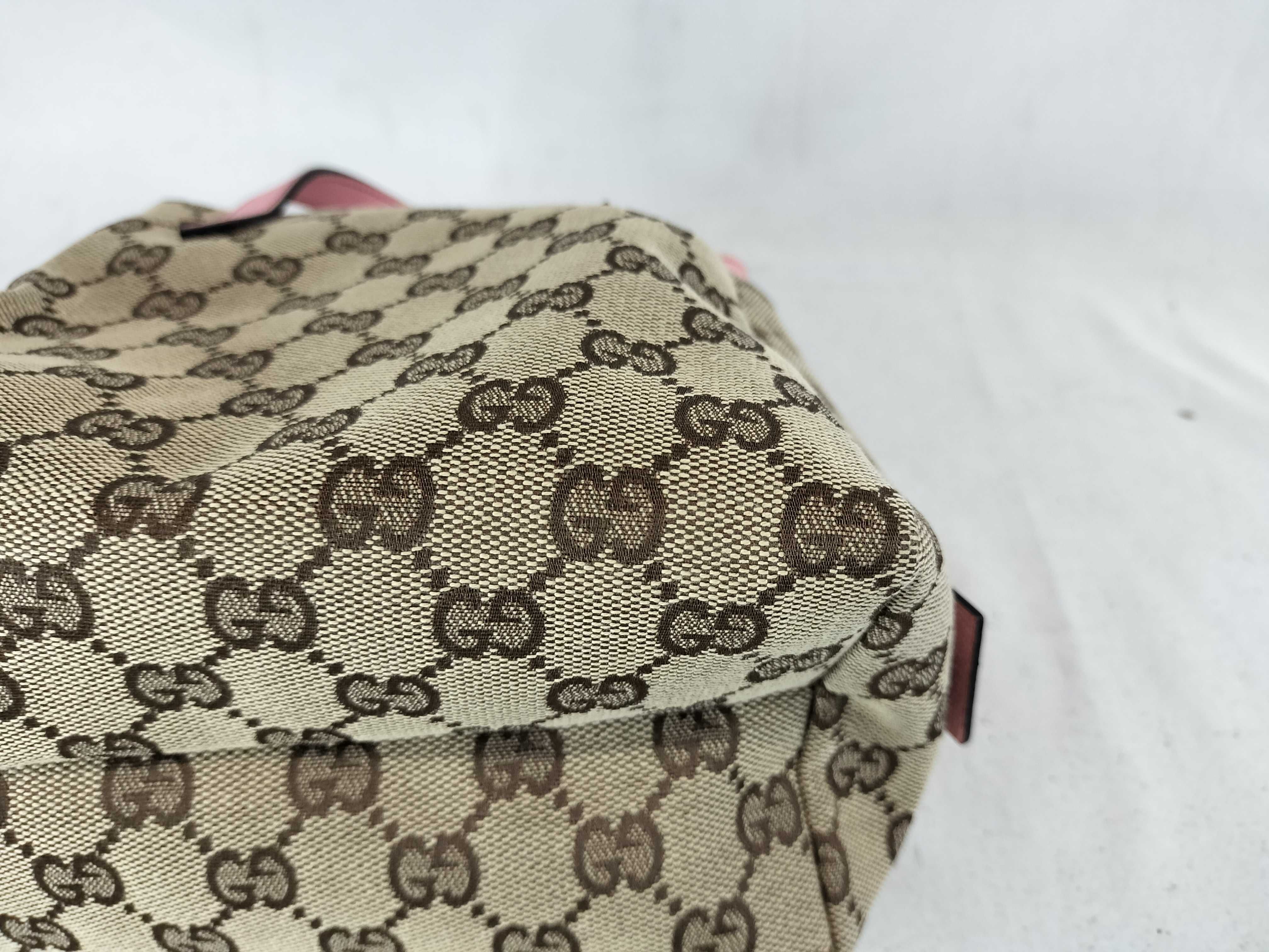 Gucci Brown GG Canvas and Pink Leather Mini Tofu Bag