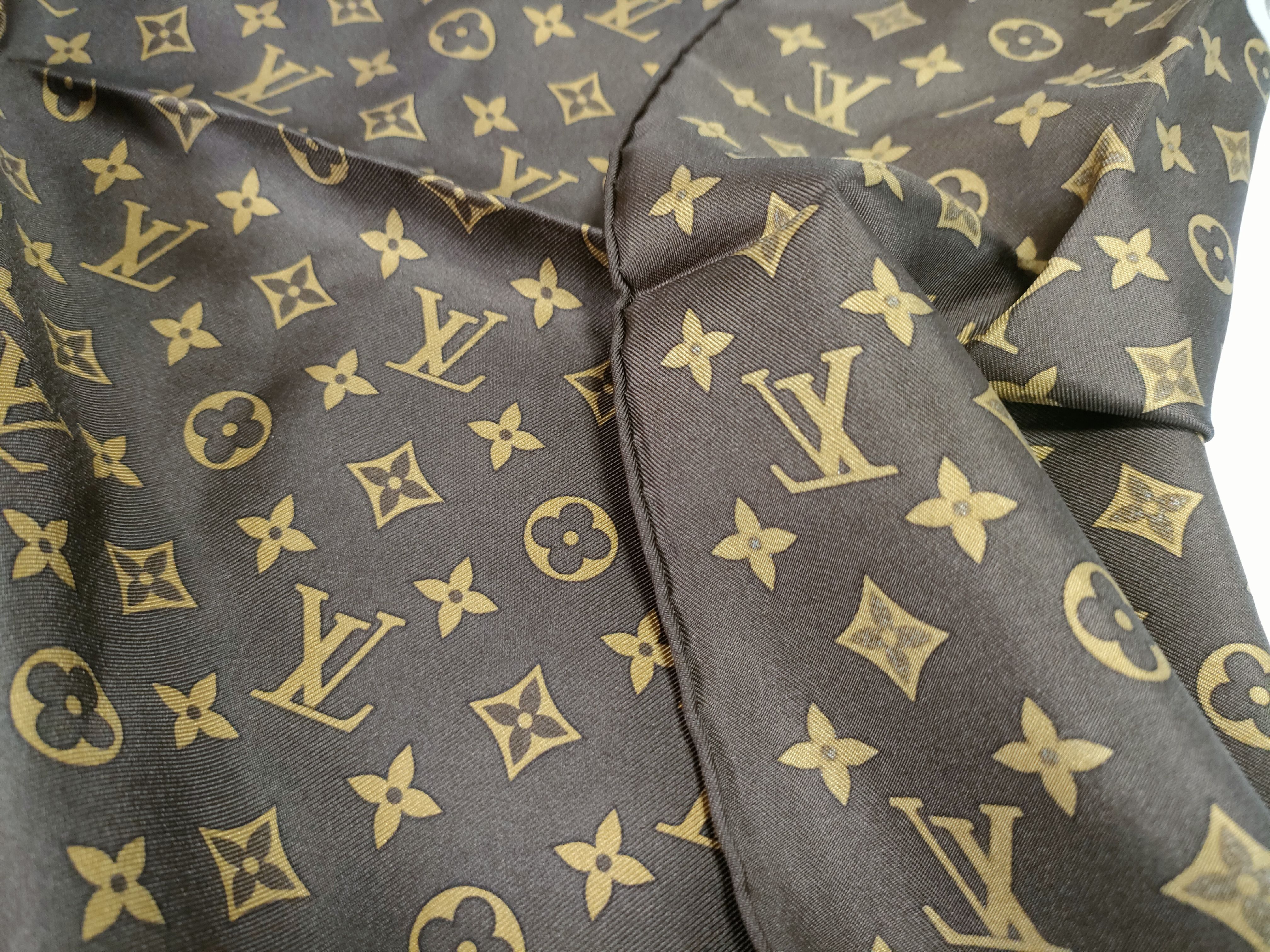Louis Vuitton Silk Monogram Trunks Square Scarf