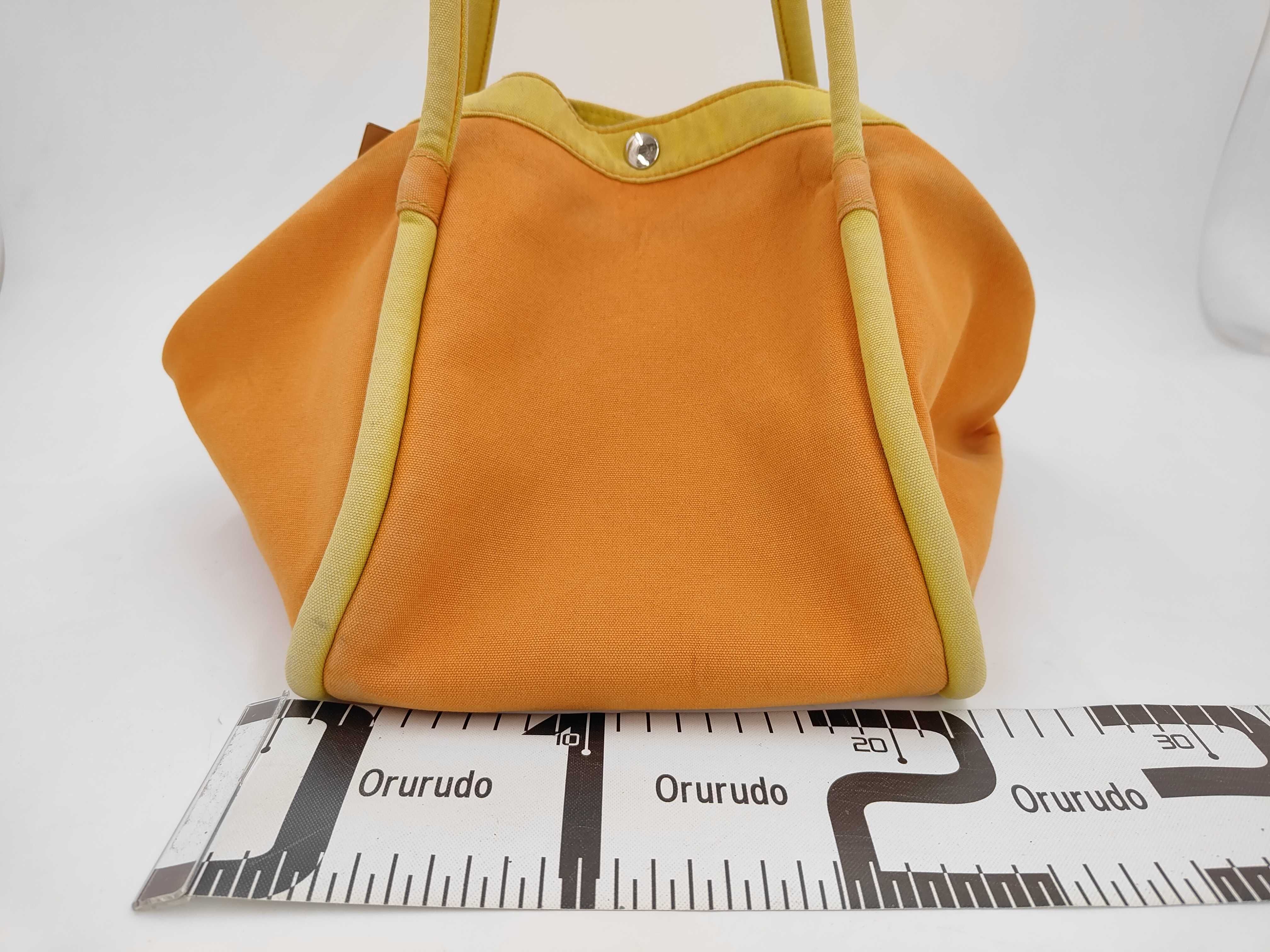 Hermes Lindy Beach Tote in Orange and Yellow Canvas with Matching Pouch