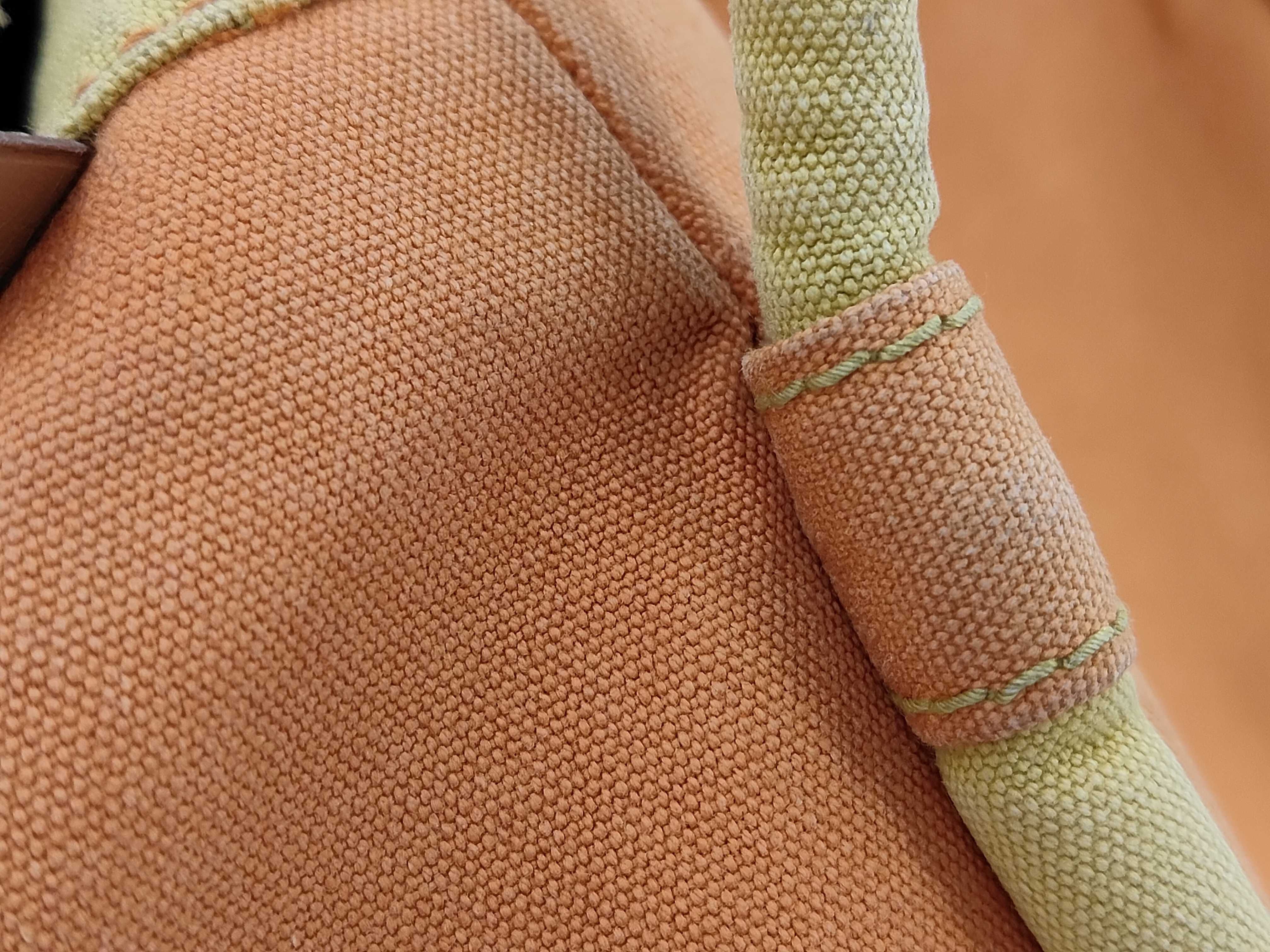 Hermes Lindy Beach Tote in Orange and Yellow Canvas with Matching Pouch