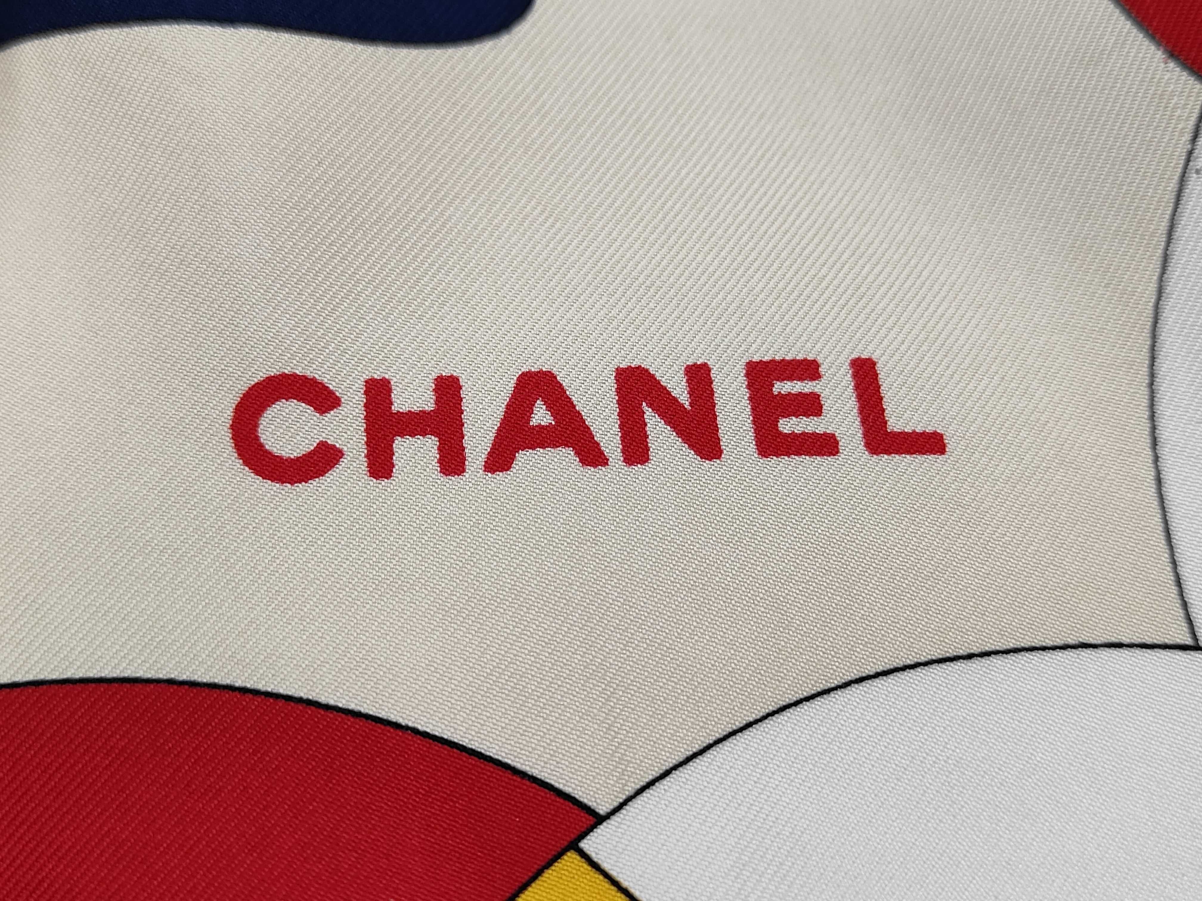 Chanel Silk Scarf with Nautical Ship Motif