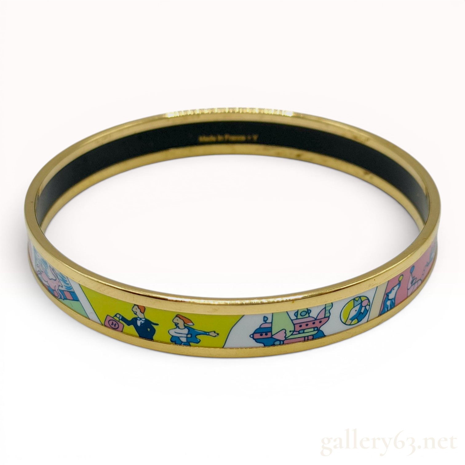 Hermes Tea for Two Narrow Enamel Bangle