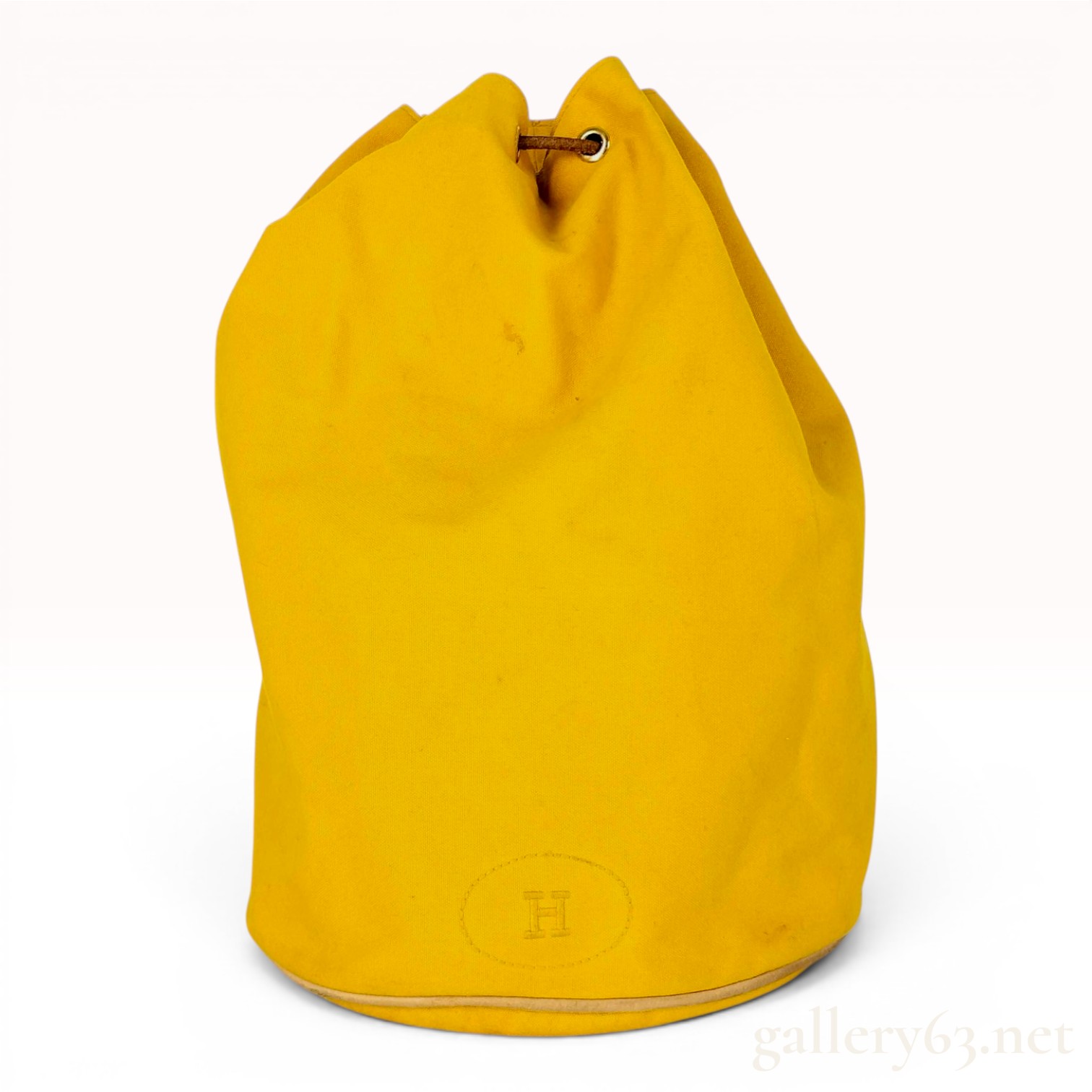 Hermes Yellow Canvas Polochon Mimile Drawstring Bag