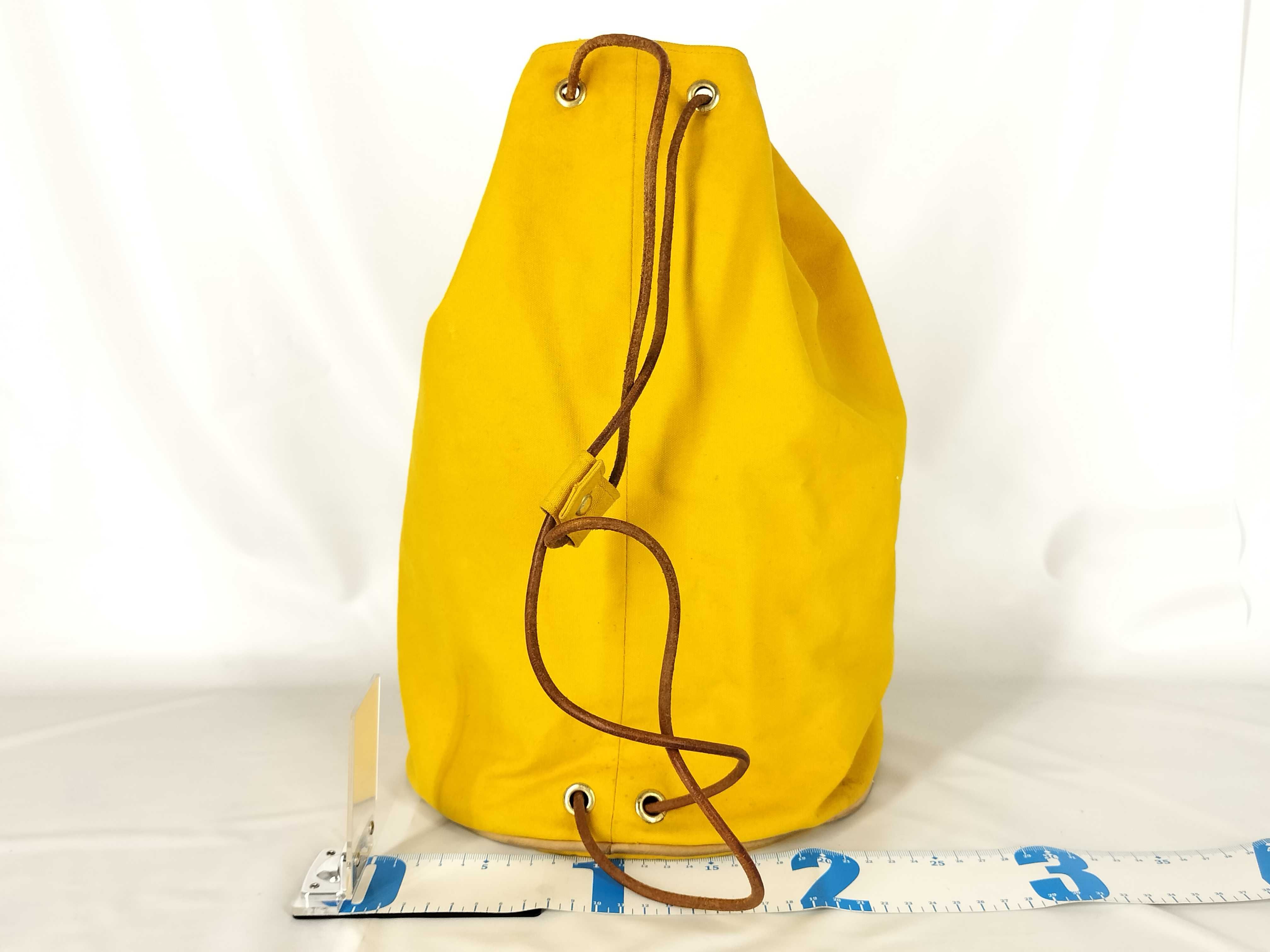 Hermes Yellow Canvas Polochon Mimile Drawstring Bag