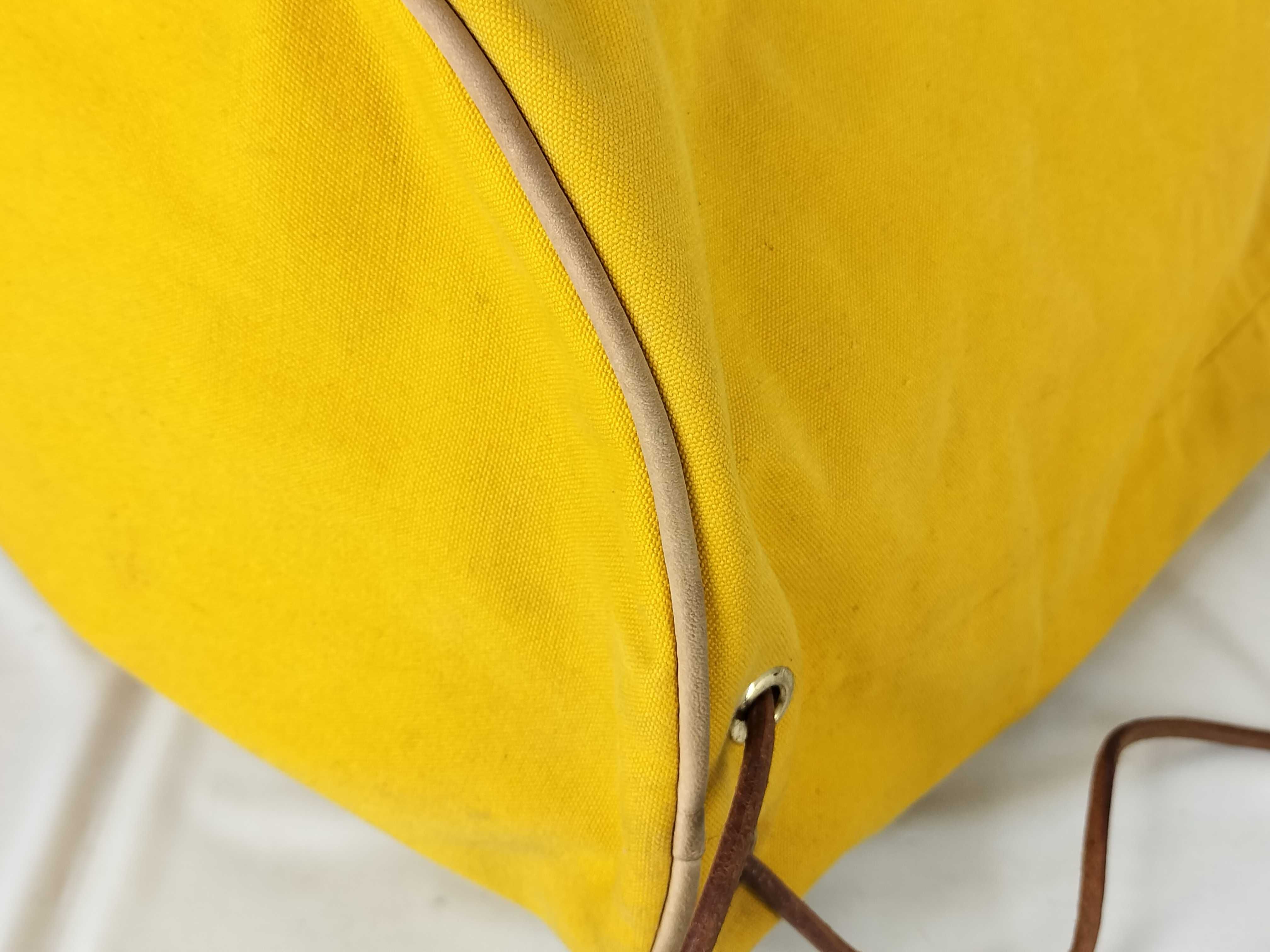 Hermes Yellow Canvas Polochon Mimile Drawstring Bag