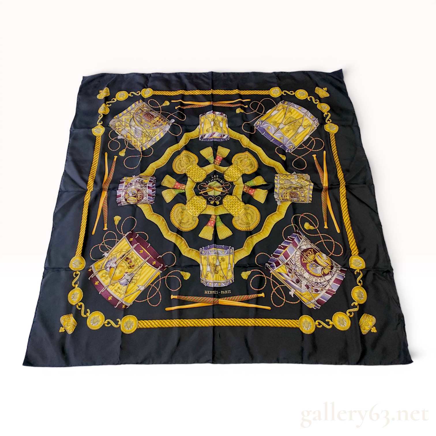 Hermes Les Tambours Silk Scarf by Joachim Metz